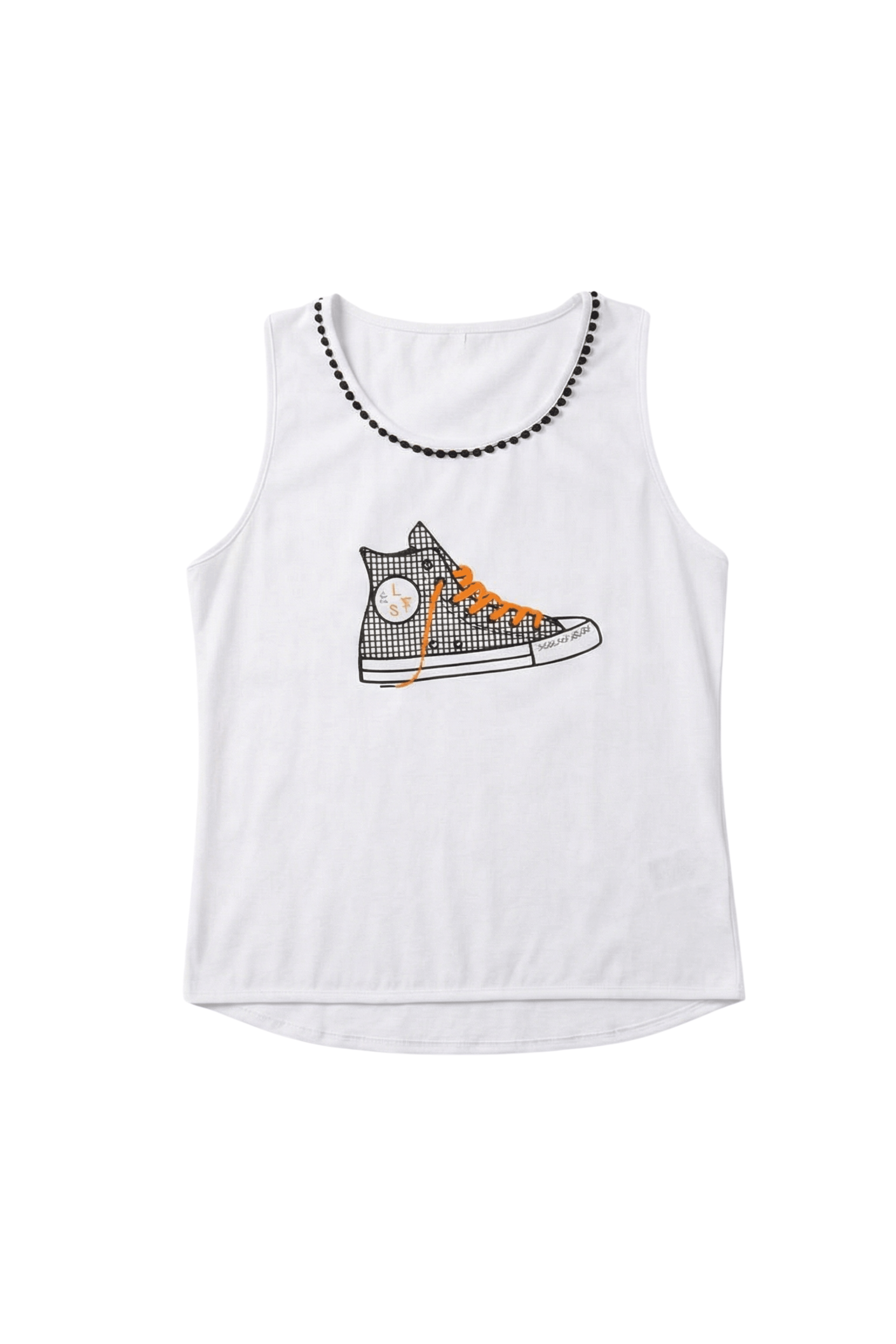 Camiseta blanca tirantes bordado zapatilla Lolitas&L - lolitasyl.com