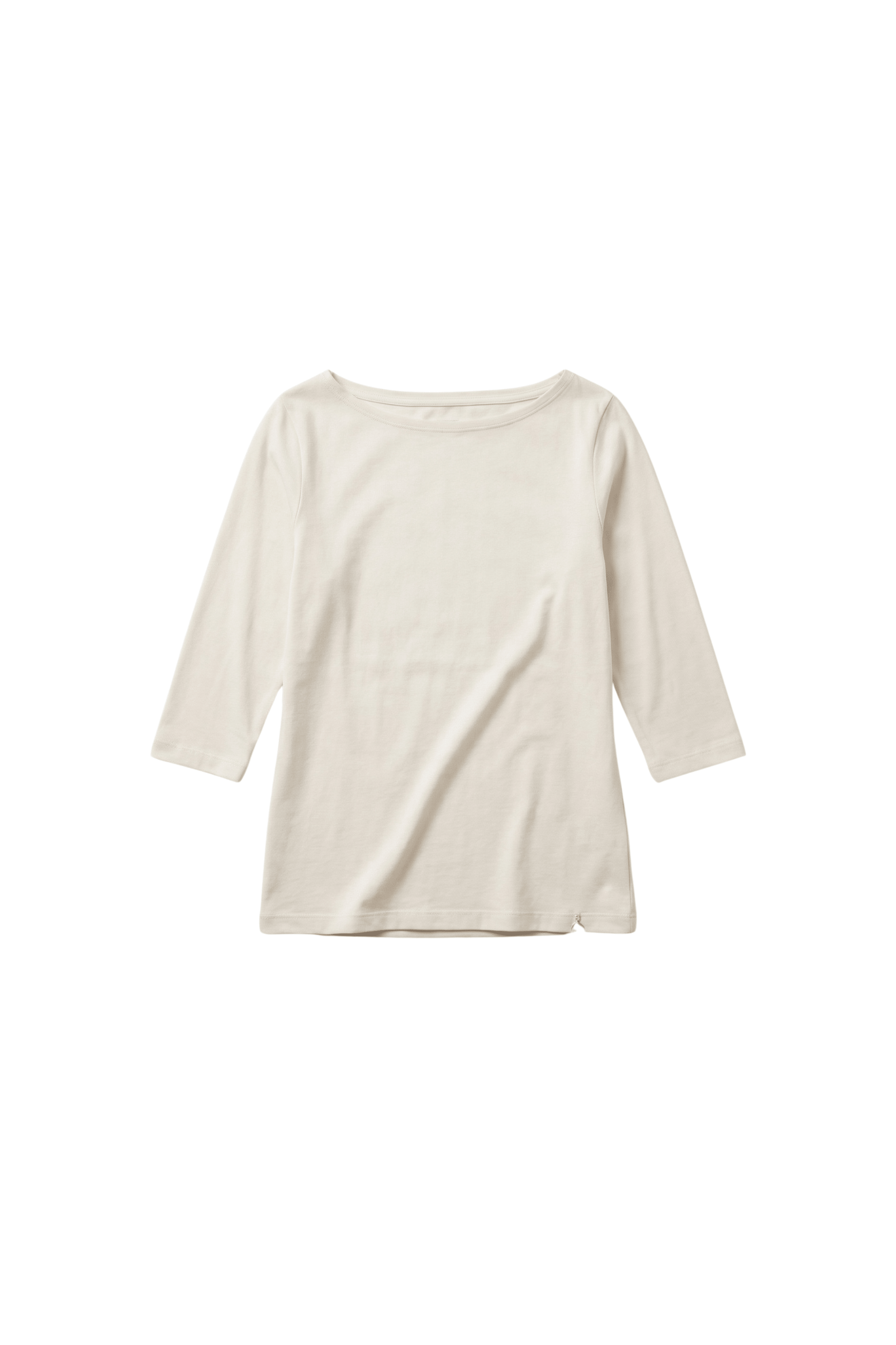 Camiseta crema basica con escote barco y manga al codo Lolitas&L - lolitasyl.com