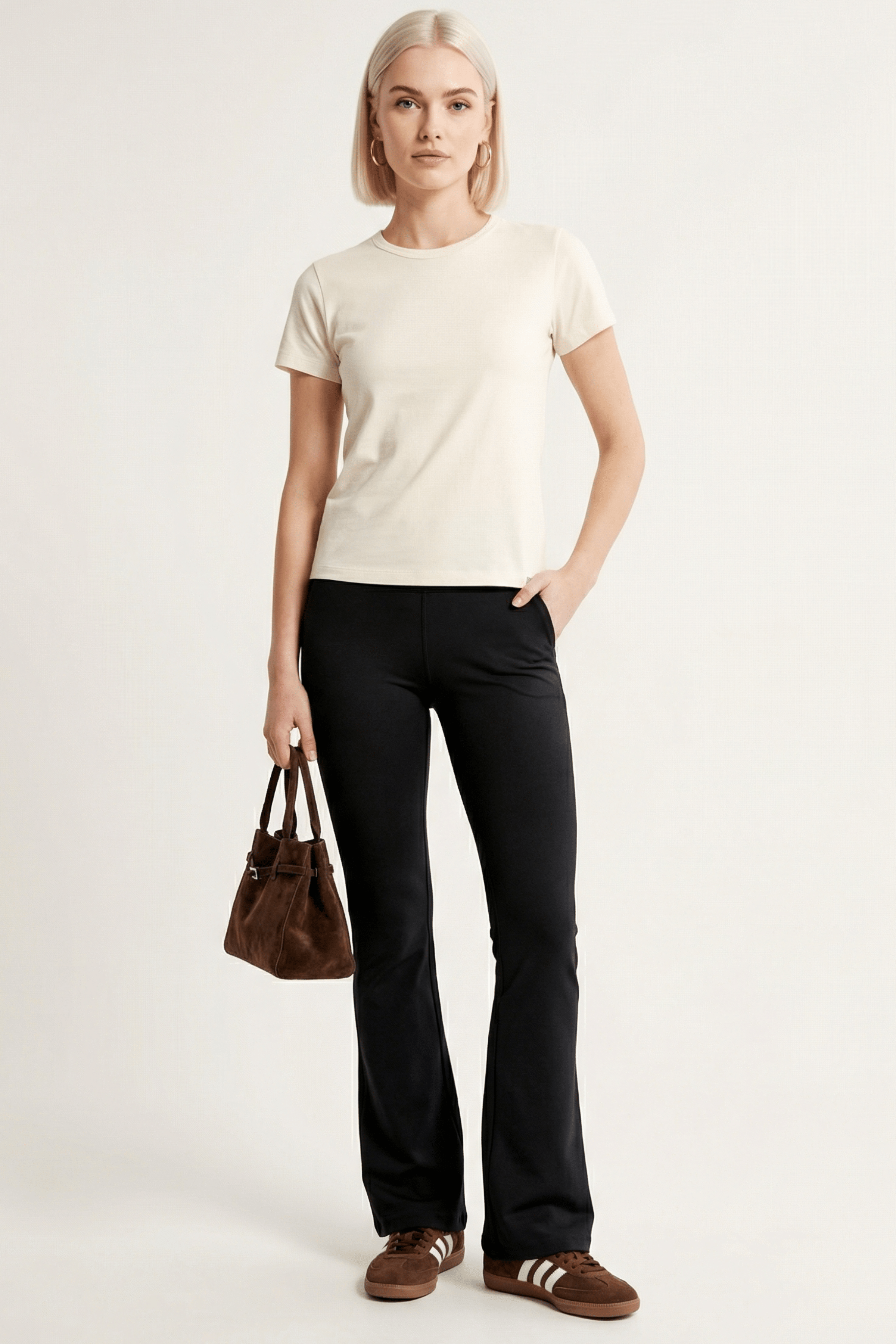 Camiseta crema basica con escote caja y manga corta Lolitas&L - lolitasyl.com