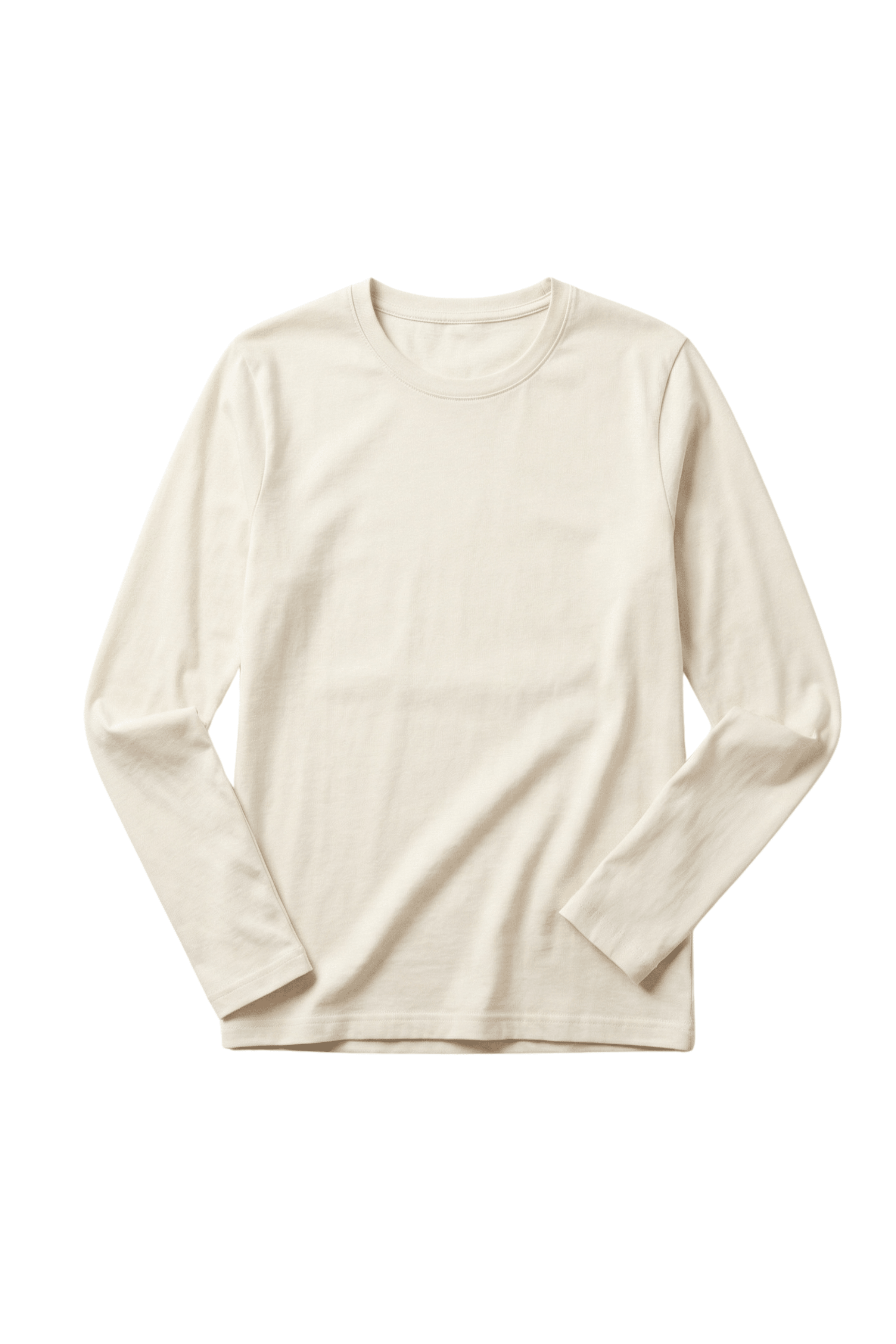 Camiseta crema basica con escote caja y manga larga Lolitas&L - lolitasyl.com