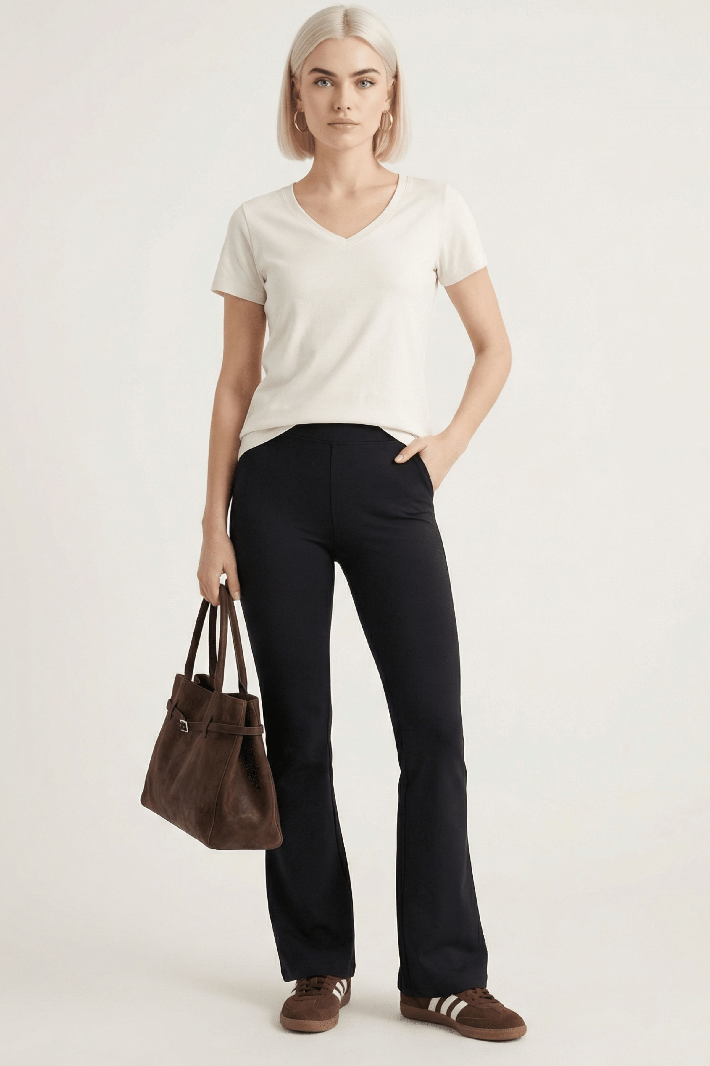 Camiseta crema basica con escote pico y manga corta Lolitas&L - lolitasyl.com