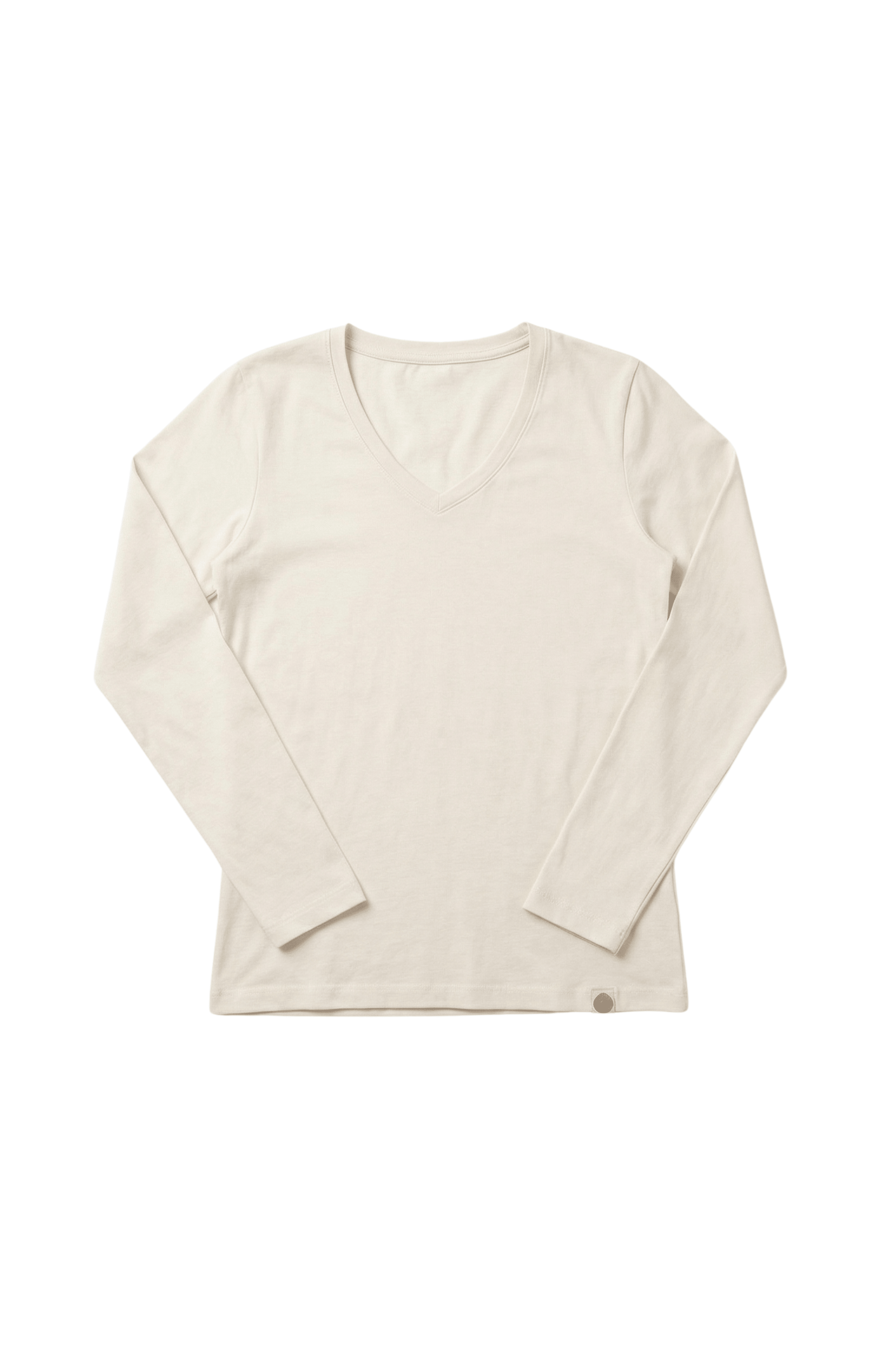 Camiseta crema basica con escote pico y manga larga Lolitas&L - lolitasyl.com