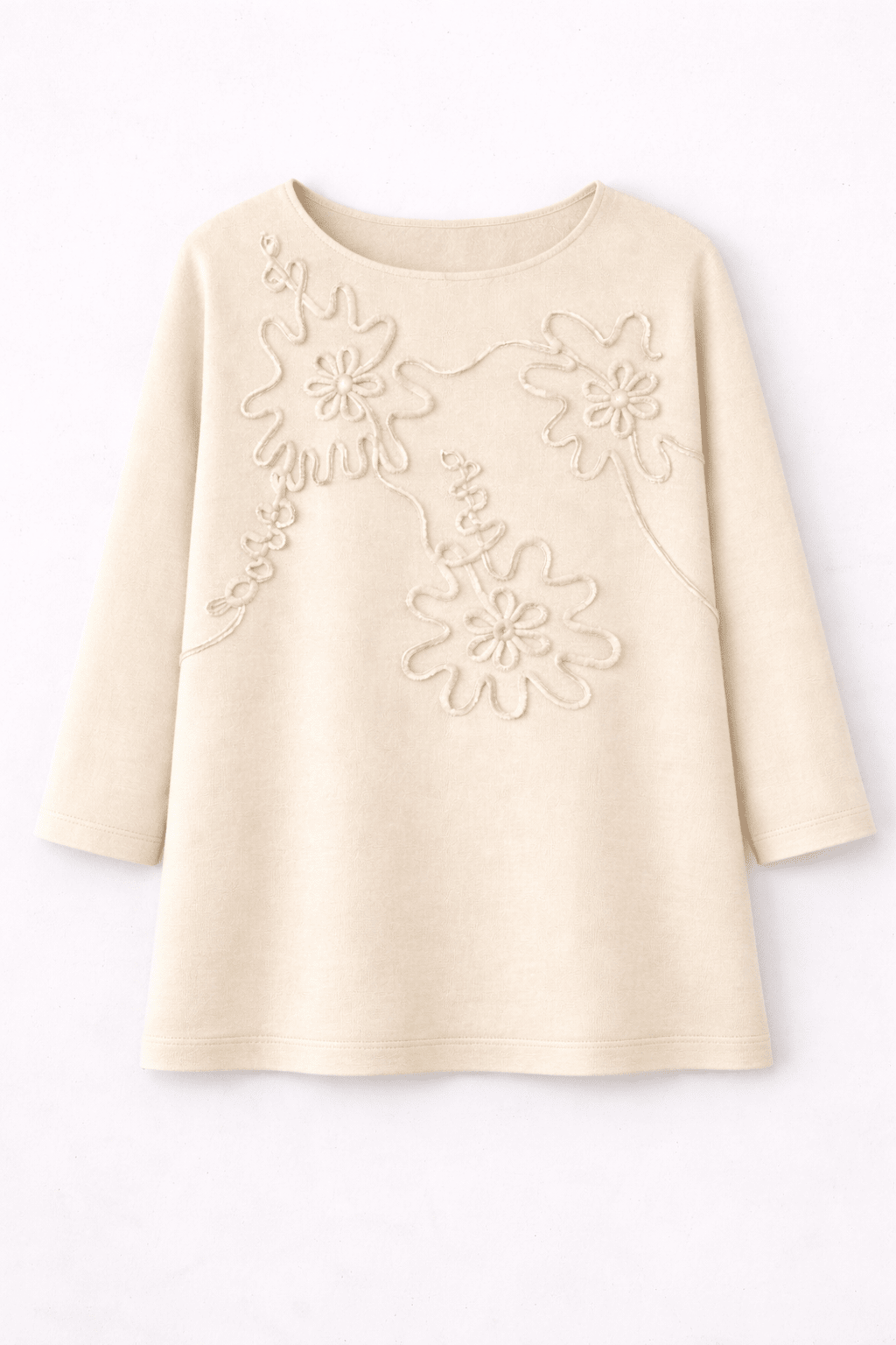 Camiseta Crema de Algodón Jersey con Bordado en Cordón a Tono – Lolitas&L - lolitasyl.com