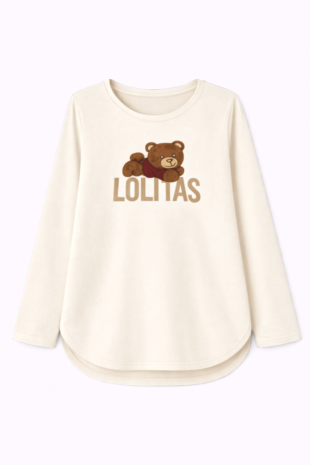 Camiseta Crema Lolitas Teddy de Manga Larga en Modal Suave – Lolitas&L - lolitasyl.com