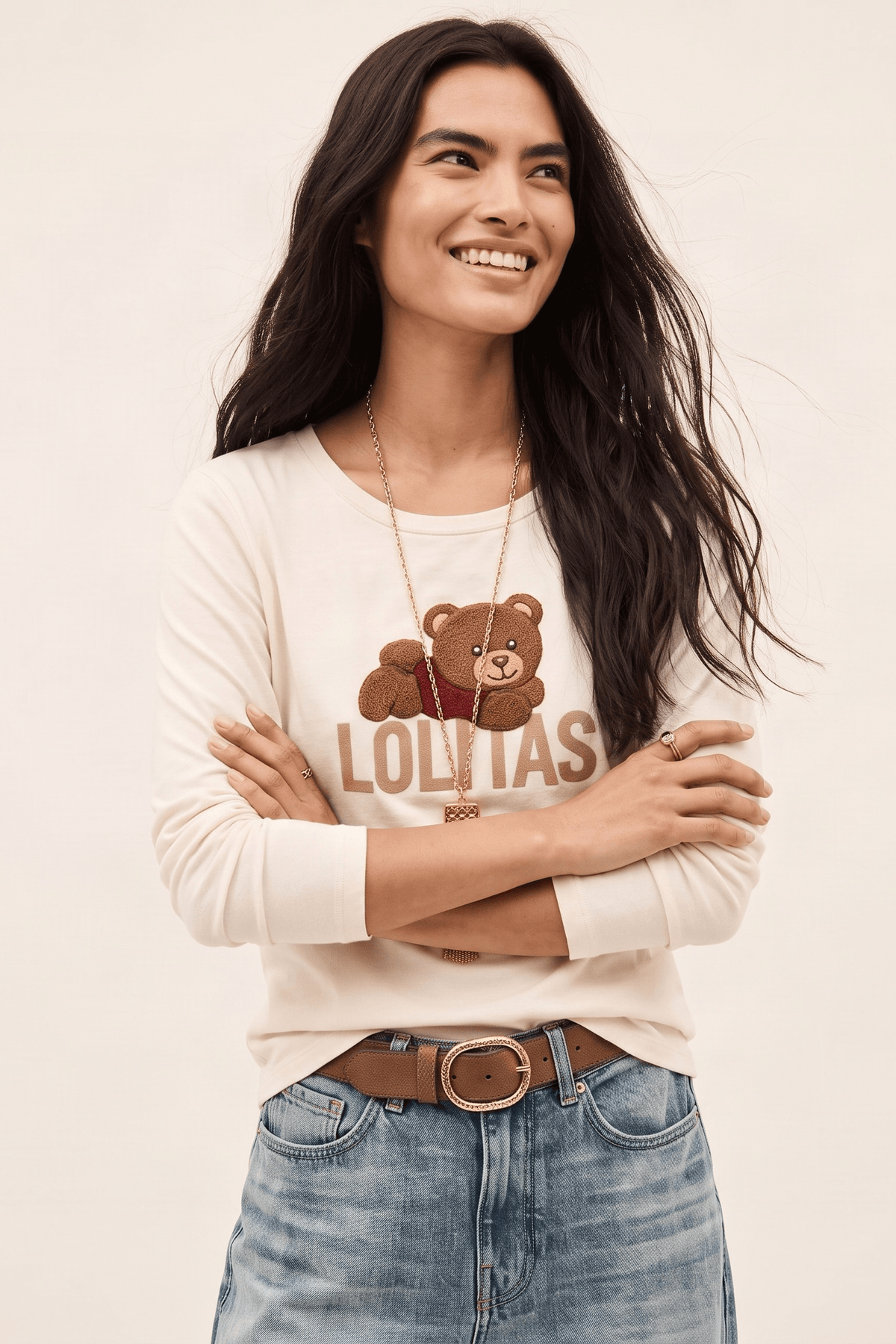 Camiseta Crema Lolitas Teddy de Manga Larga en Modal Suave – Lolitas&L - lolitasyl.com