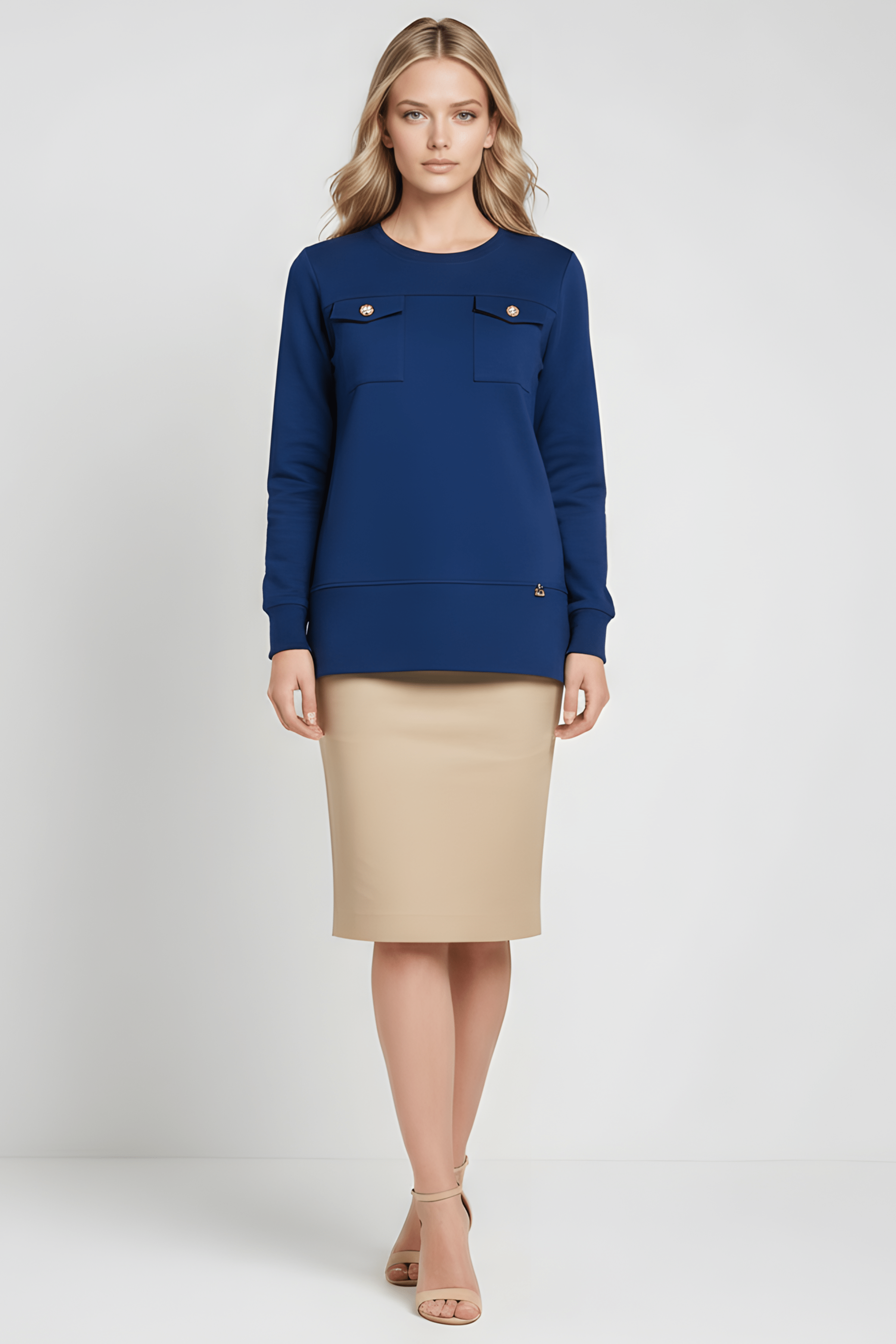 Camiseta de punto azul con botones dorados Lolitas&L - lolitasyl.com