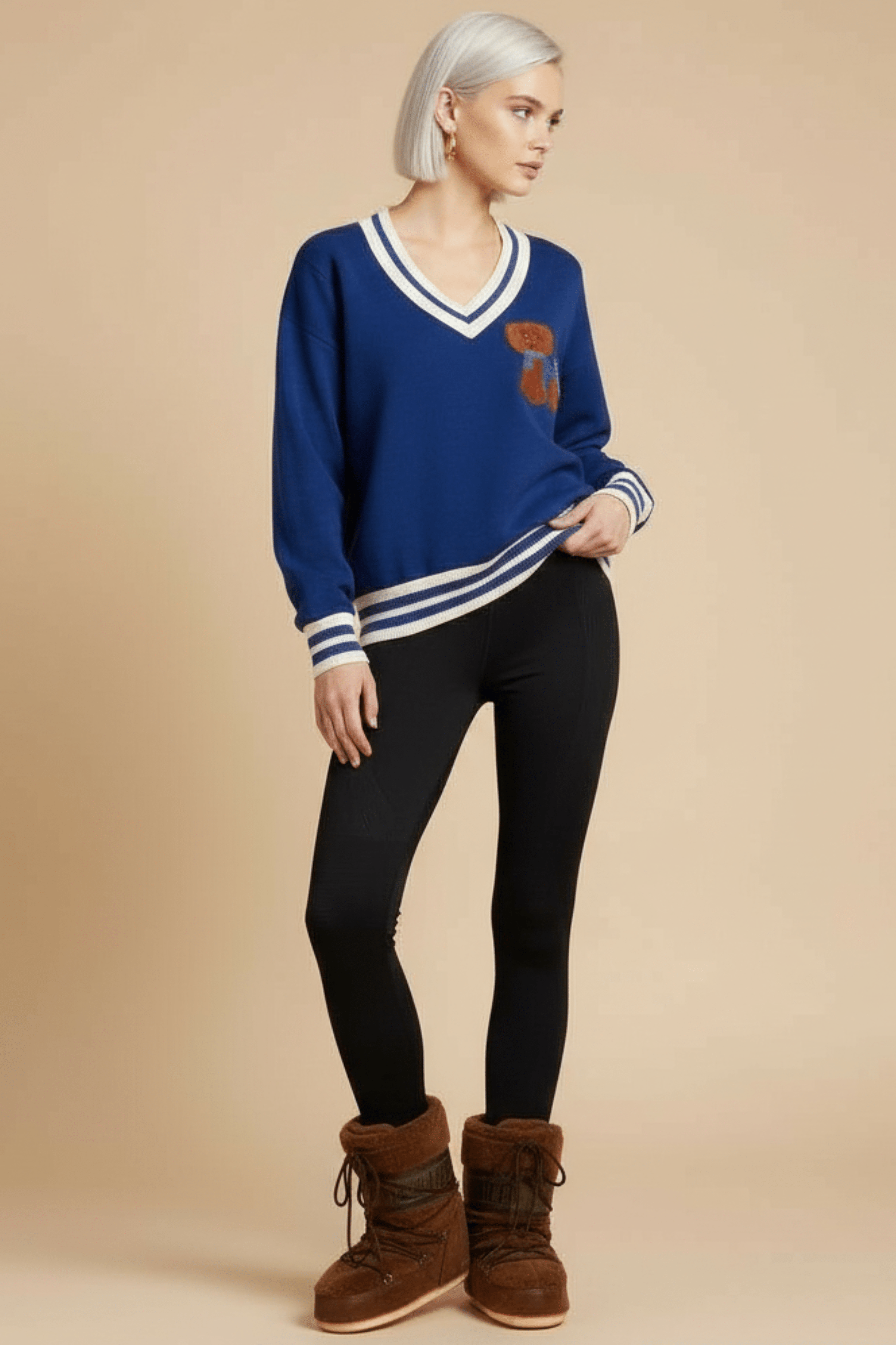 Camiseta de punto azul con elasticos y bordado osito Lolitas&L - lolitasyl.com