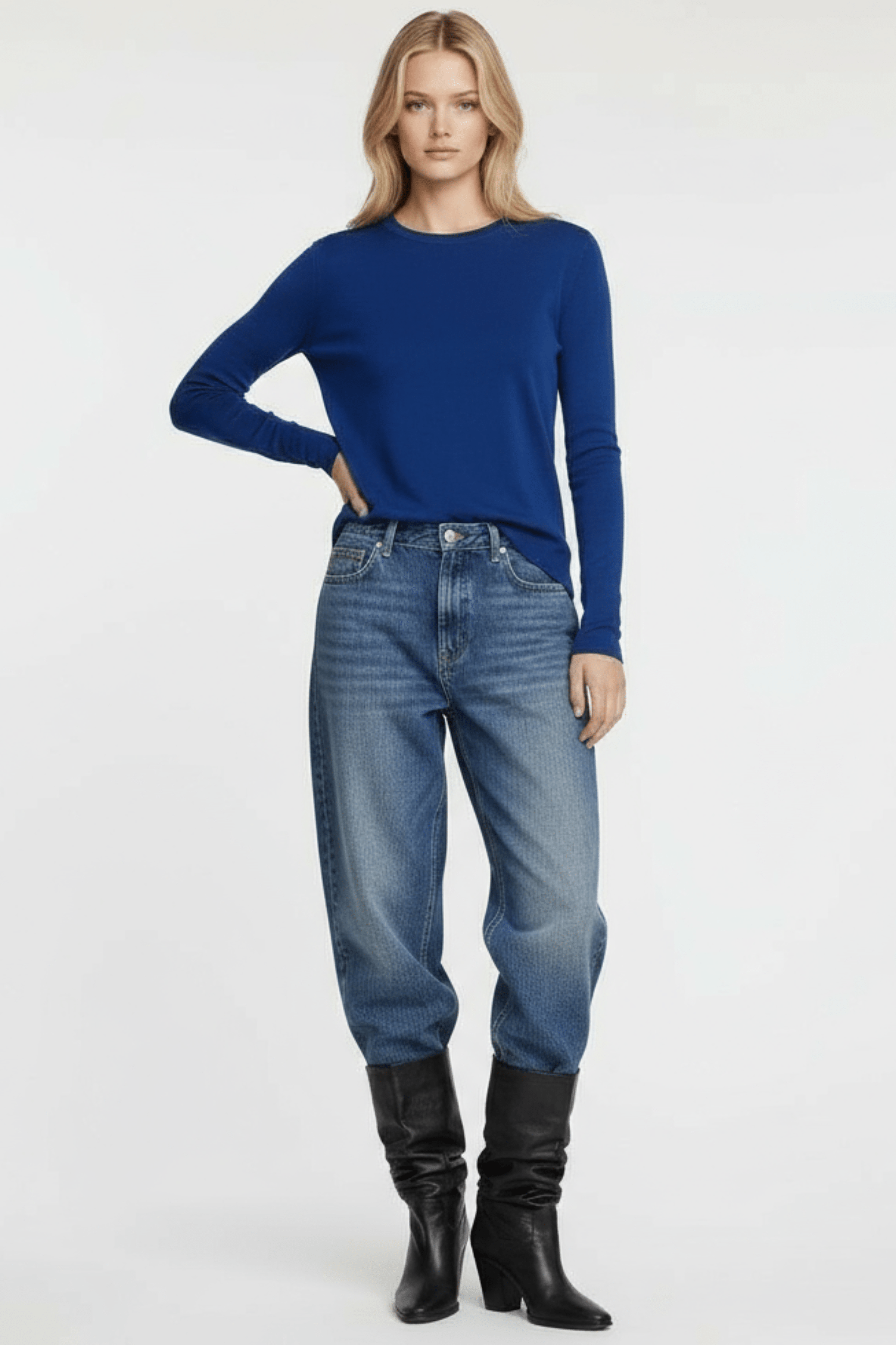 Camiseta de punto azul volante en la espalda Lolitas&L - lolitasyl.com