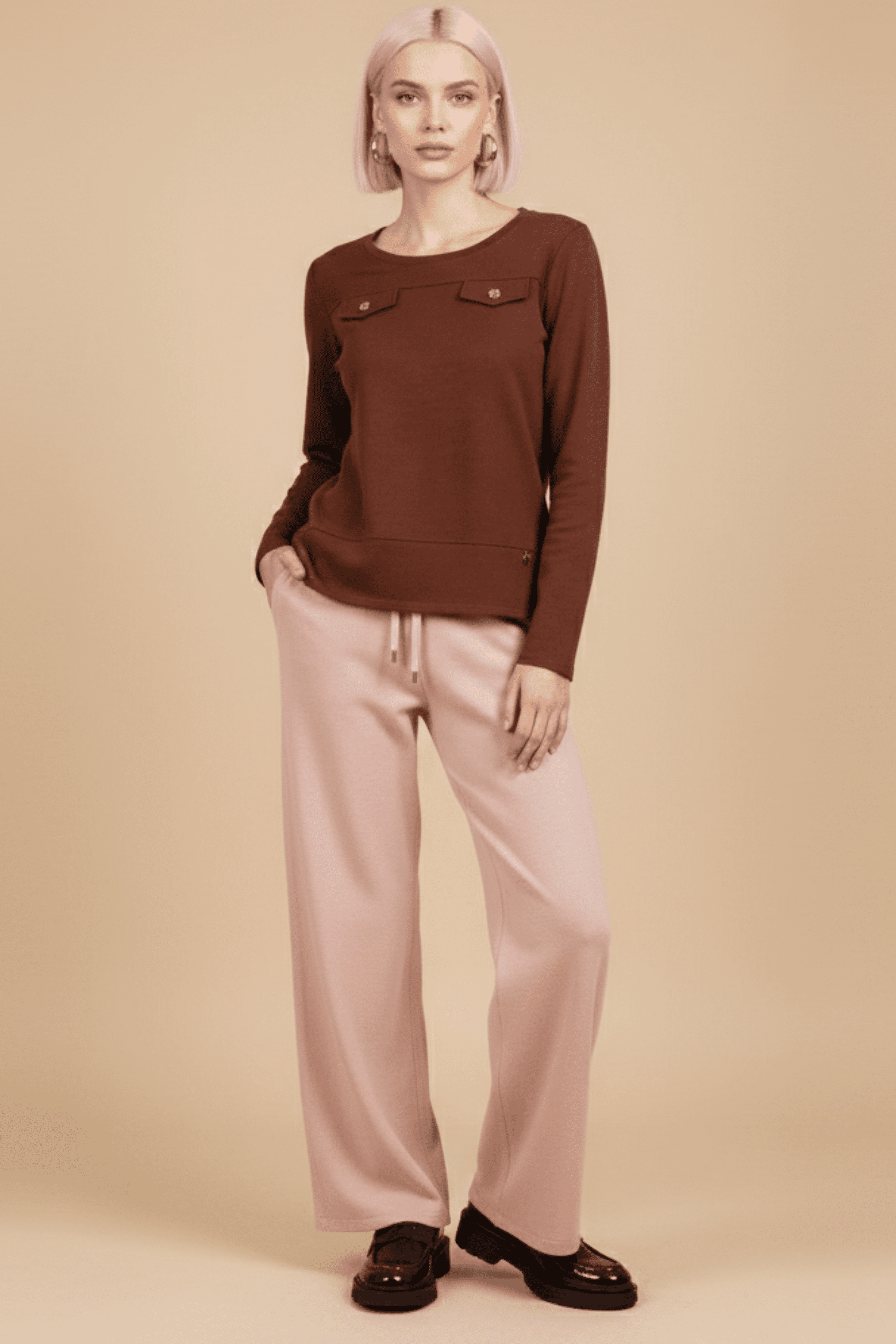 Camiseta de punto marron con botones dorados Lolitas&L - lolitasyl.com