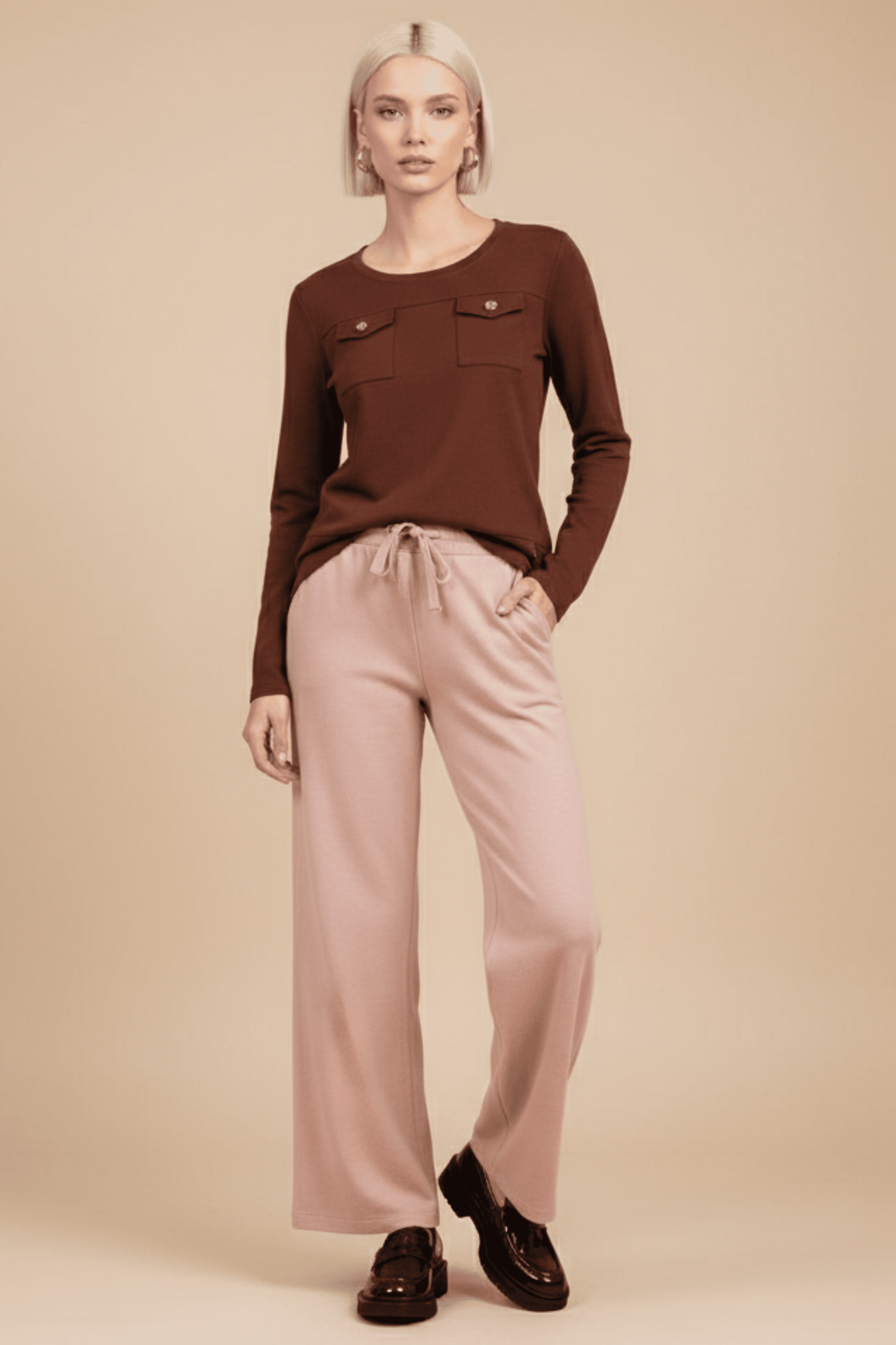 Camiseta de punto marron con botones dorados Lolitas&L - lolitasyl.com