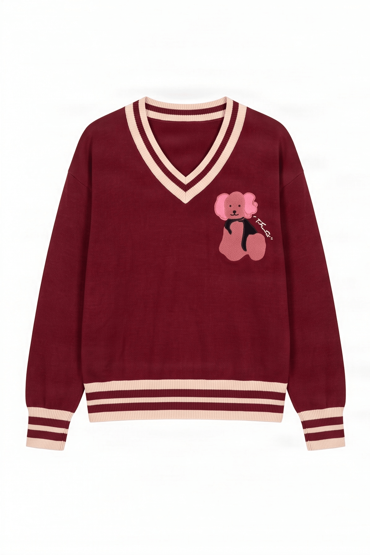 Camiseta de punto roja con elasticos y bordado osito Lolitas&L - lolitasyl.com