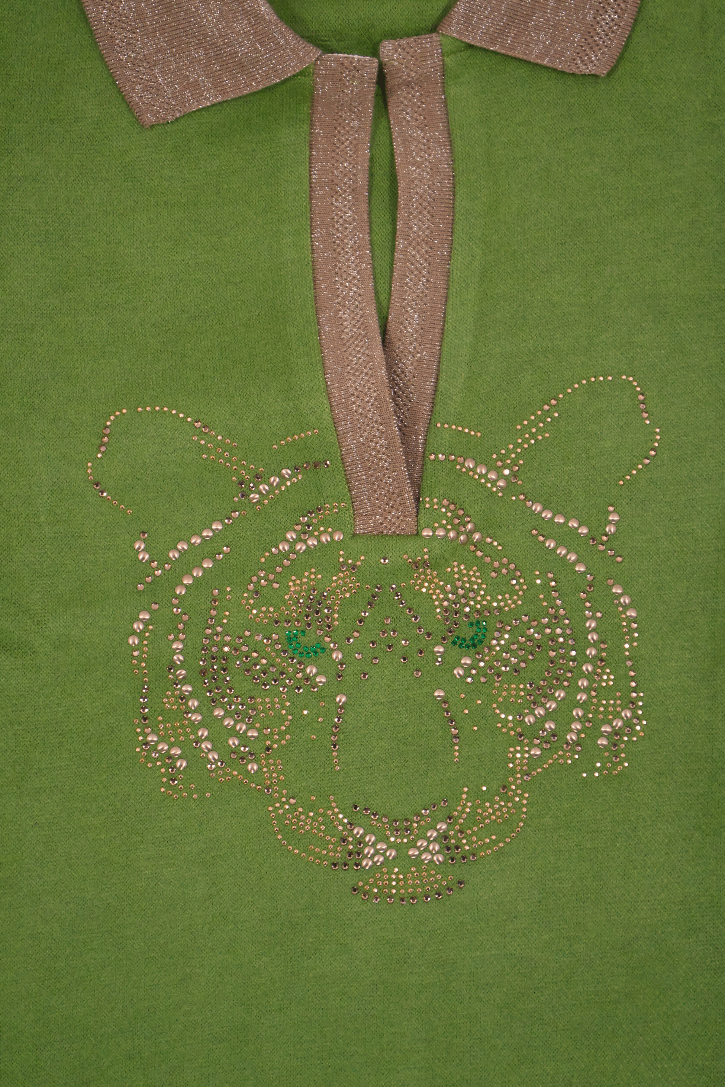 Camiseta de punto verde con leon de strass Lolitas&L - lolitasyl.com