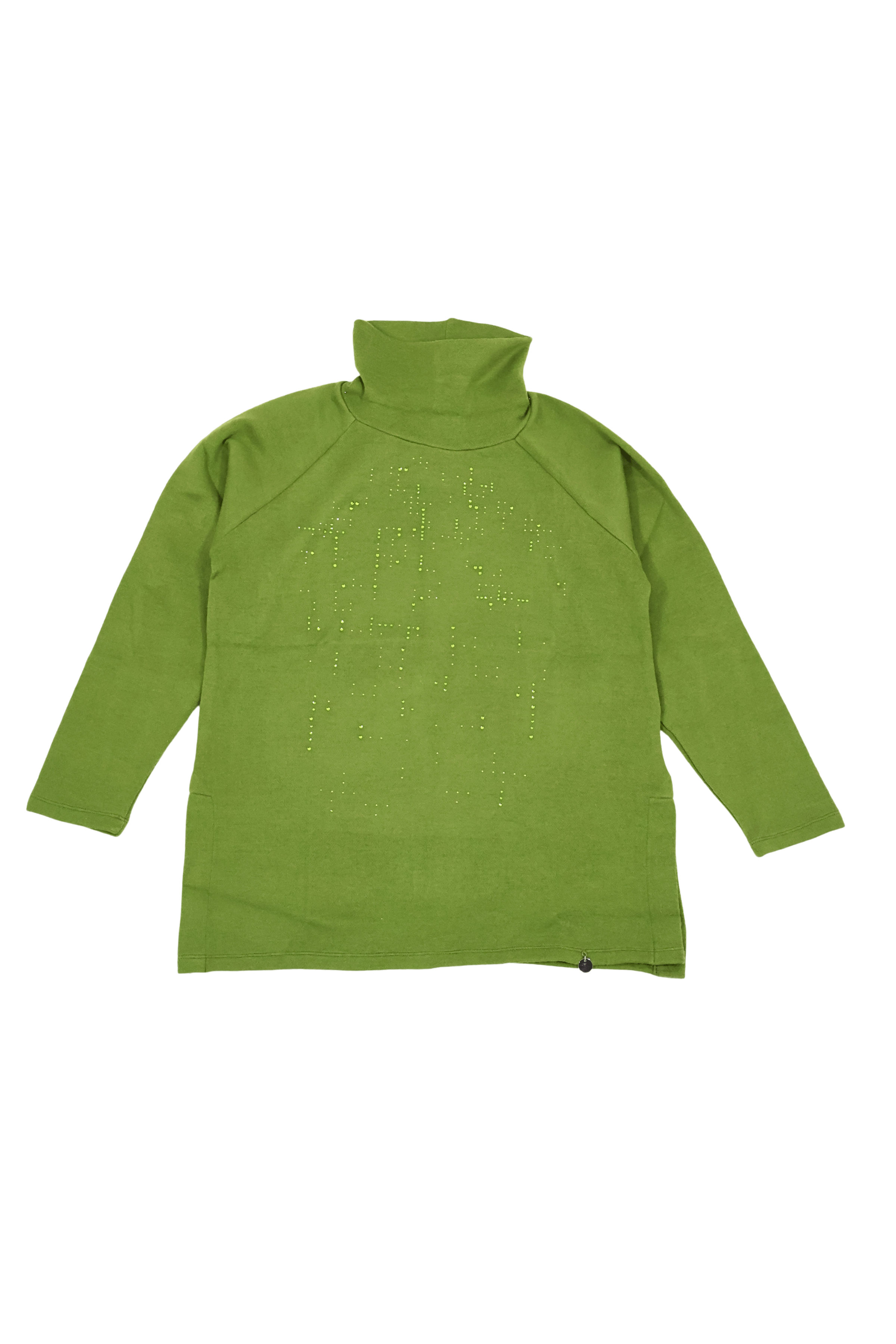 Camiseta de punto verde cuello alto con strass Lolitas&L - lolitasyl.com