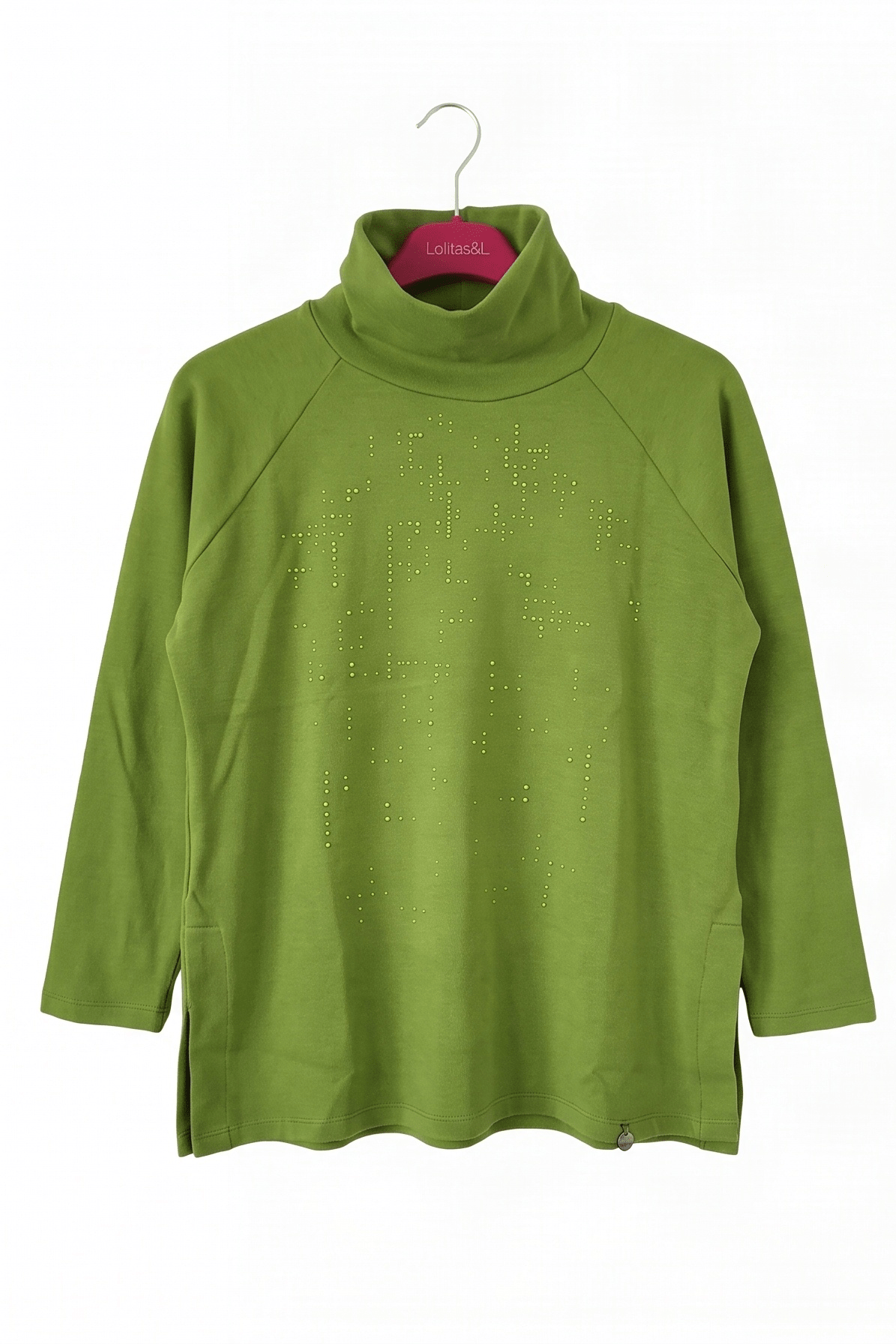Camiseta de Punto Verde Cuello Alto con Strass Preloved - lolitasyl.com