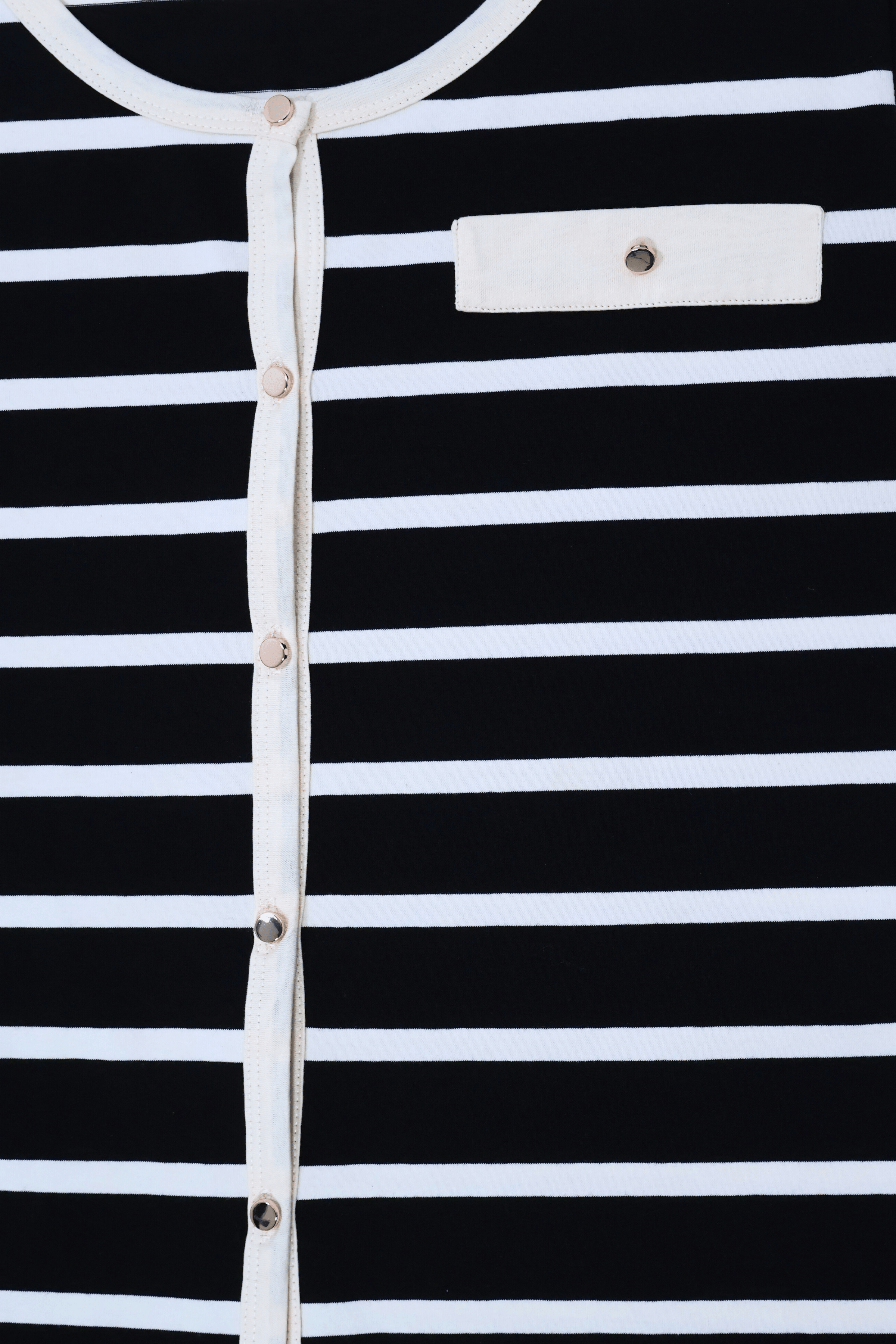 Camiseta de rayas abnotonada de manga corta Lolitas&L - lolitasyl.com