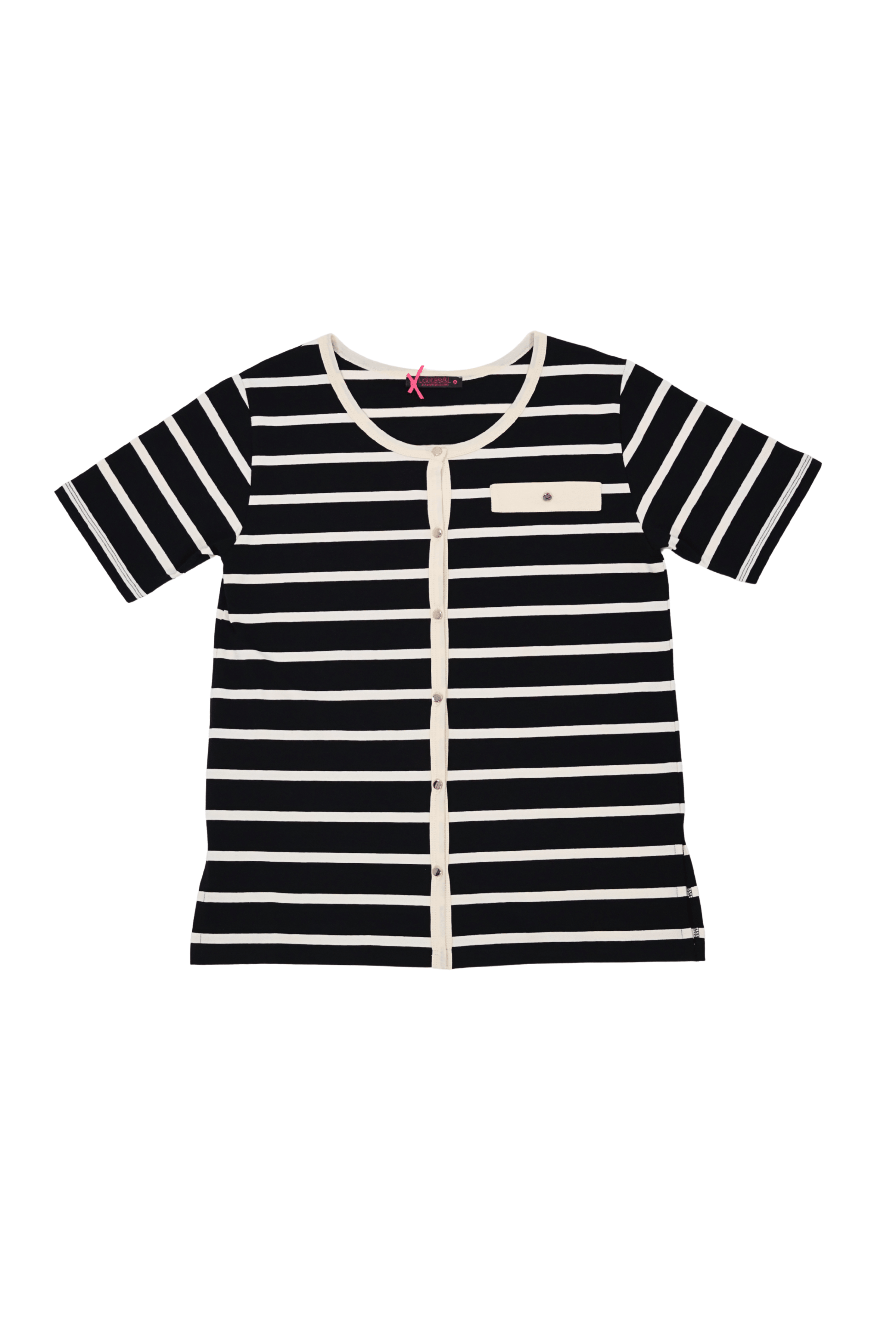 Camiseta de rayas abnotonada de manga corta Lolitas&L - lolitasyl.com