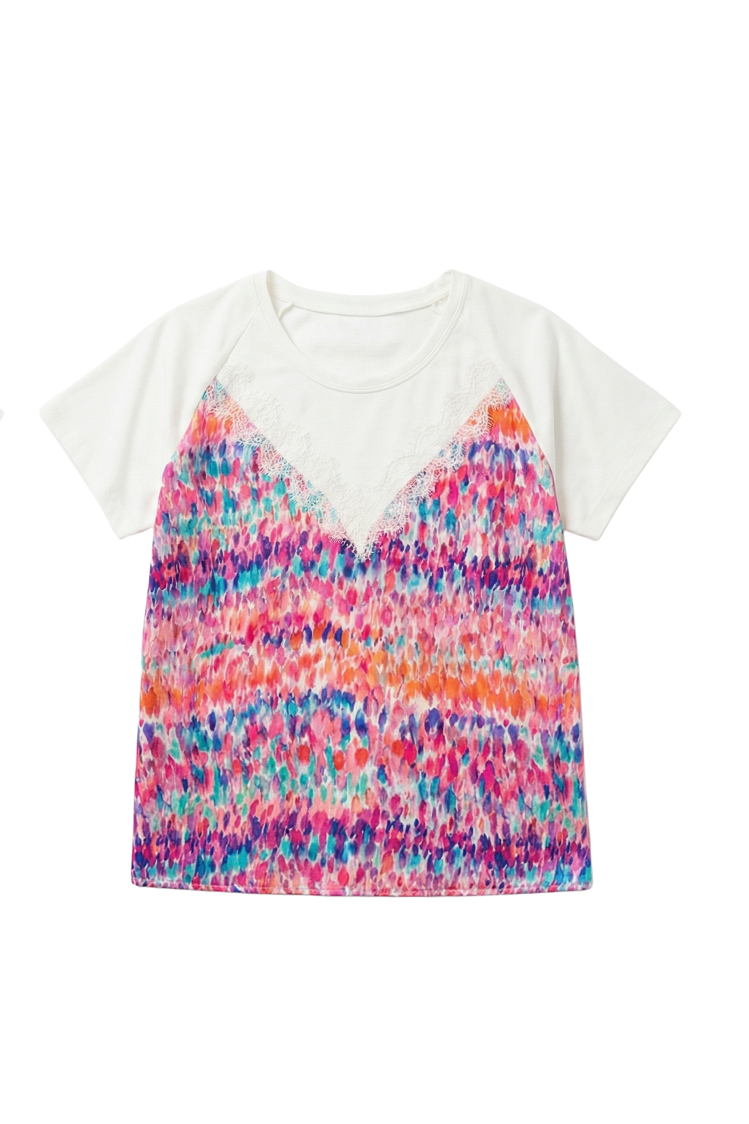 Camiseta estampado Water Colour con puntilla en escote LolitasyL