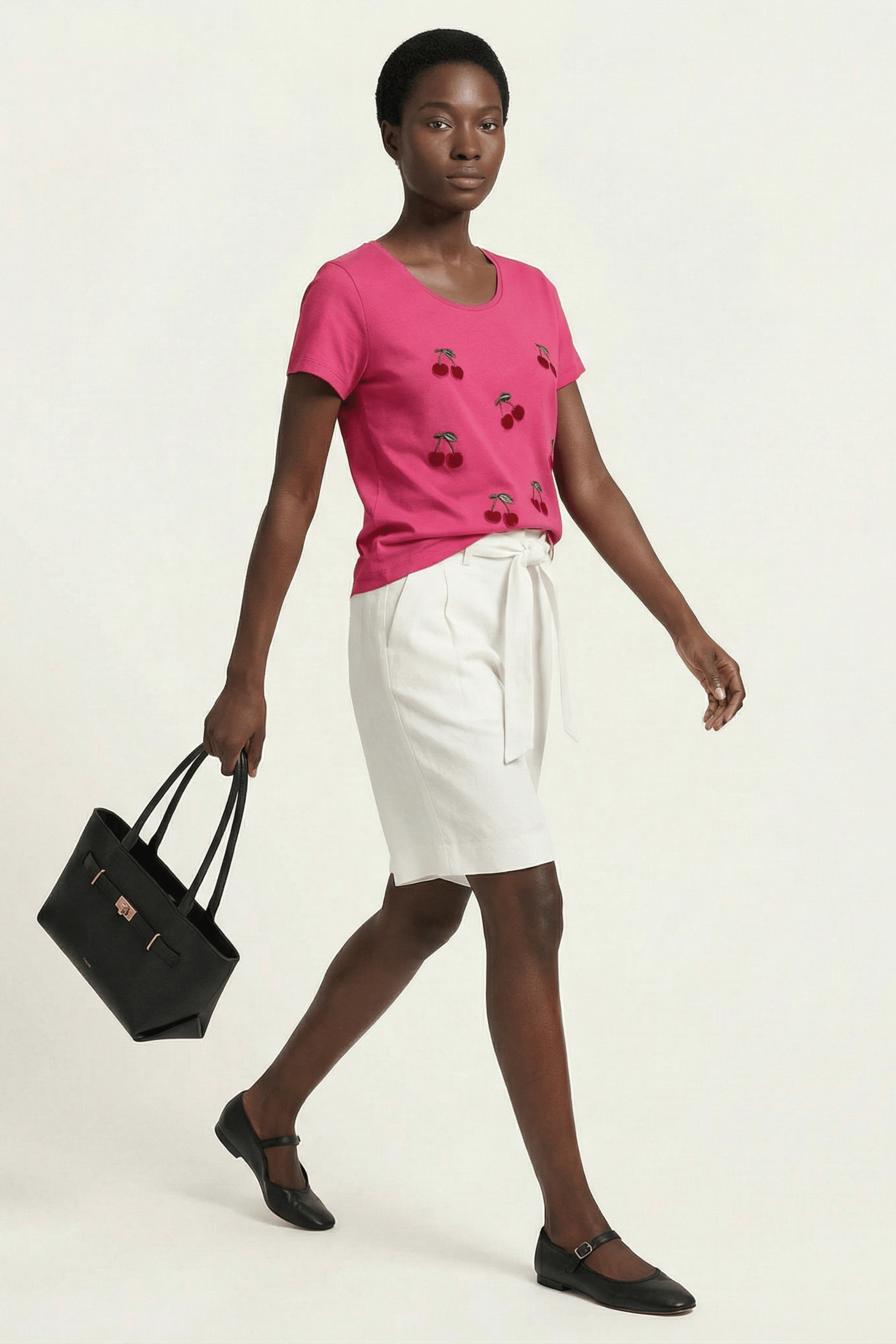 Camiseta fucsia bordado cerezas Lolitas&L - lolitasyl.com