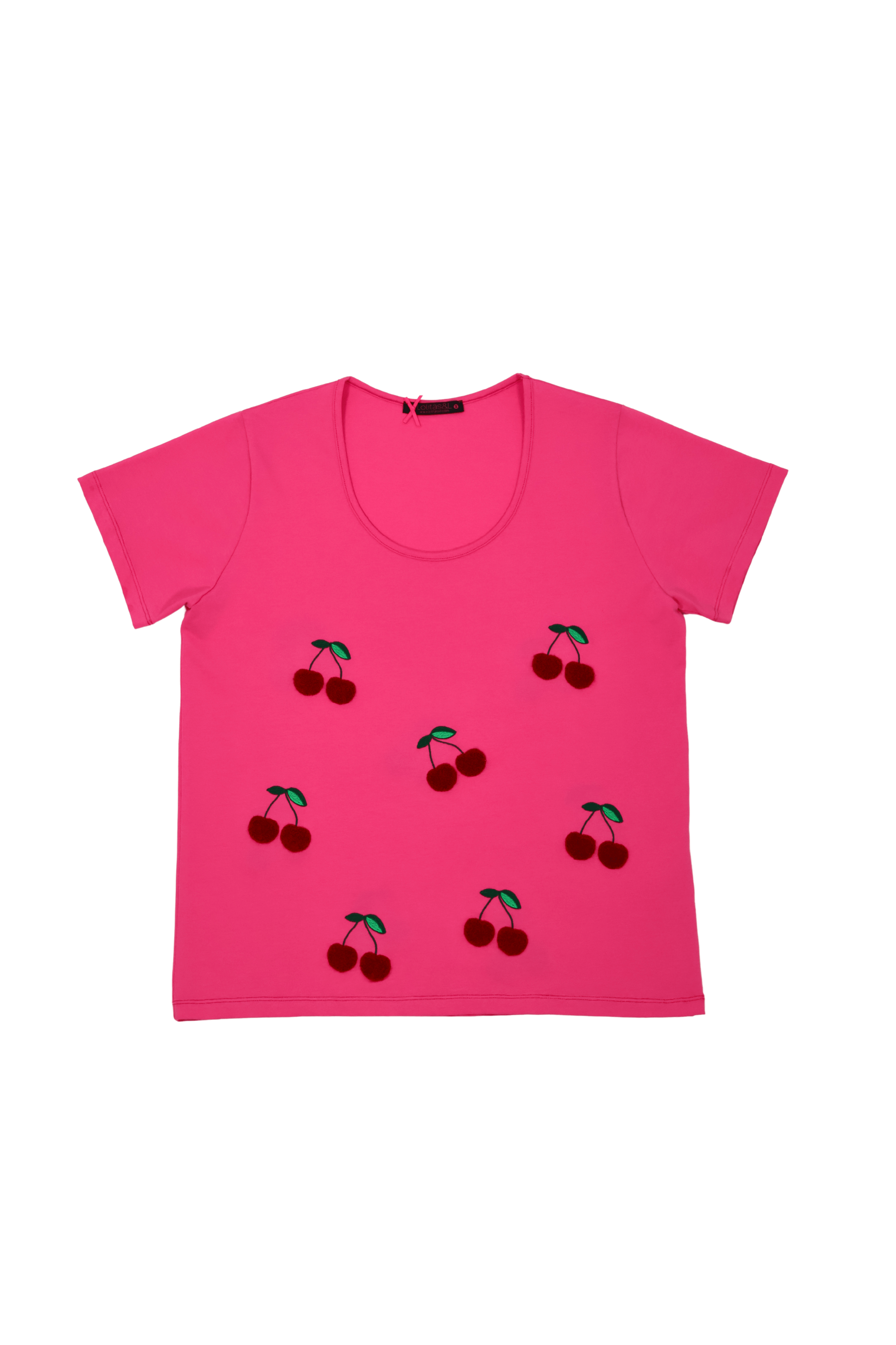Camiseta fucsia bordado cerezas Lolitas&L - lolitasyl.com