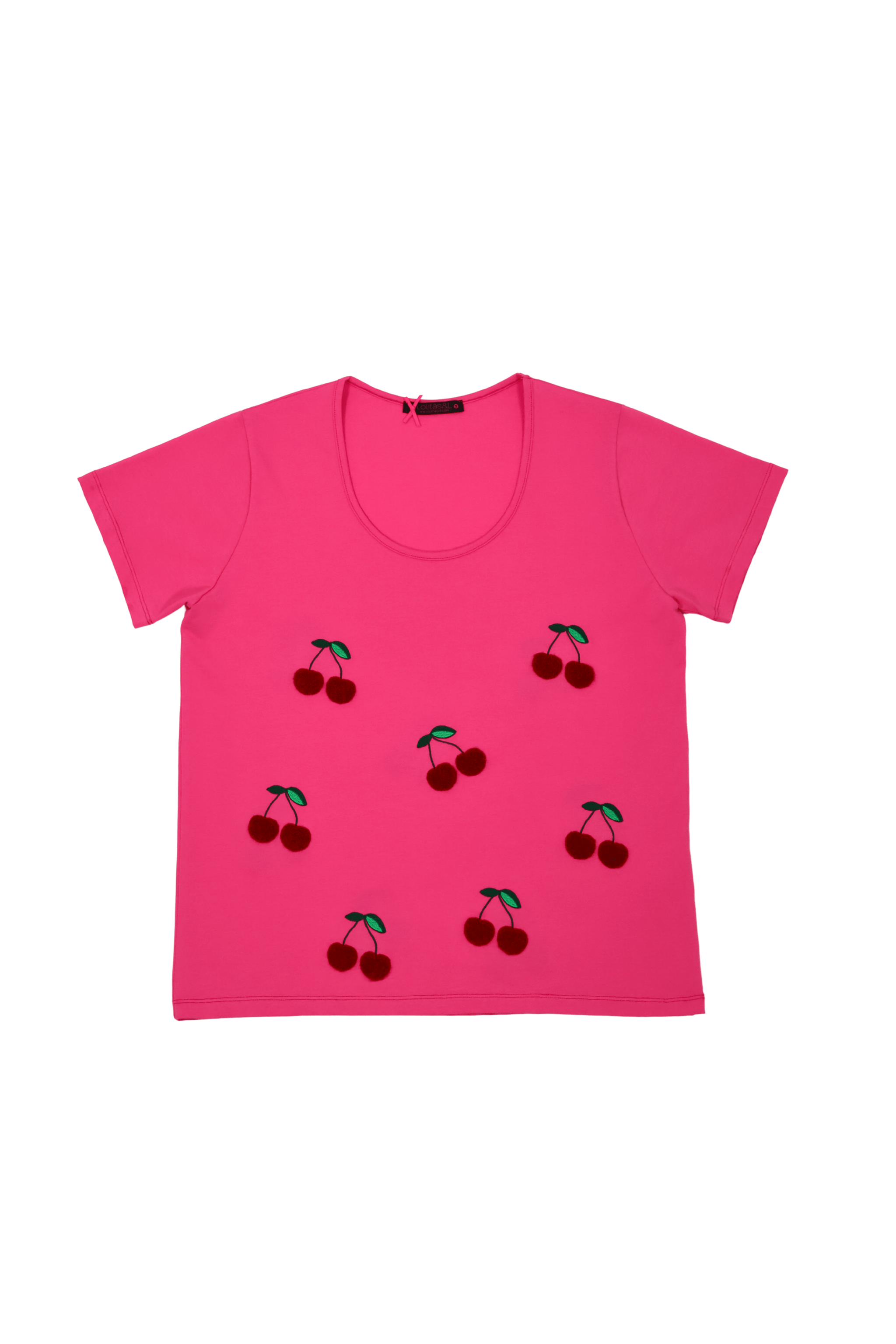 Camiseta fucsia bordado cerezas Lolitas&L - lolitasyl.com