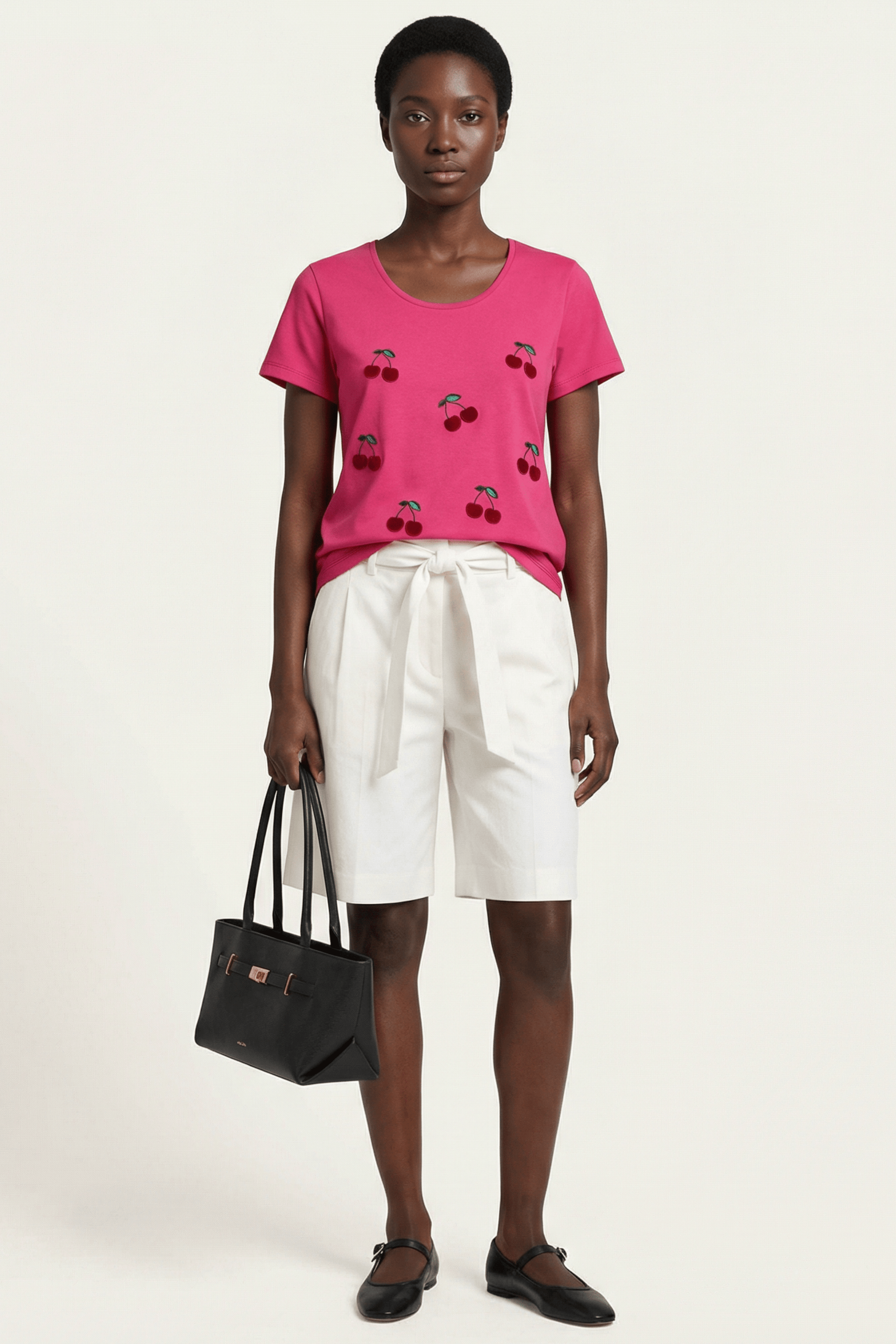 Camiseta fucsia bordado cerezas Lolitas&L - lolitasyl.com