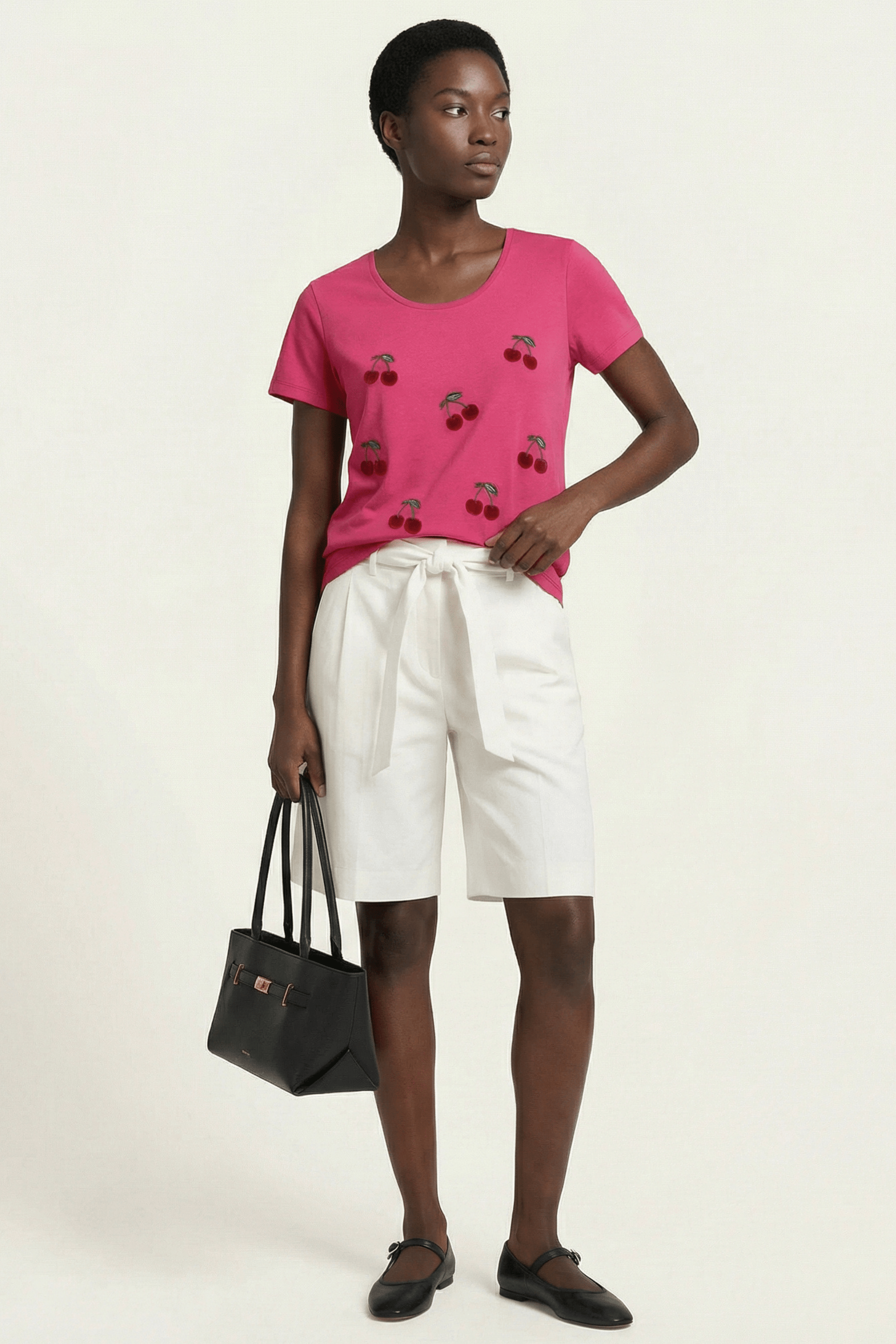 Camiseta fucsia bordado cerezas Lolitas&L - lolitasyl.com