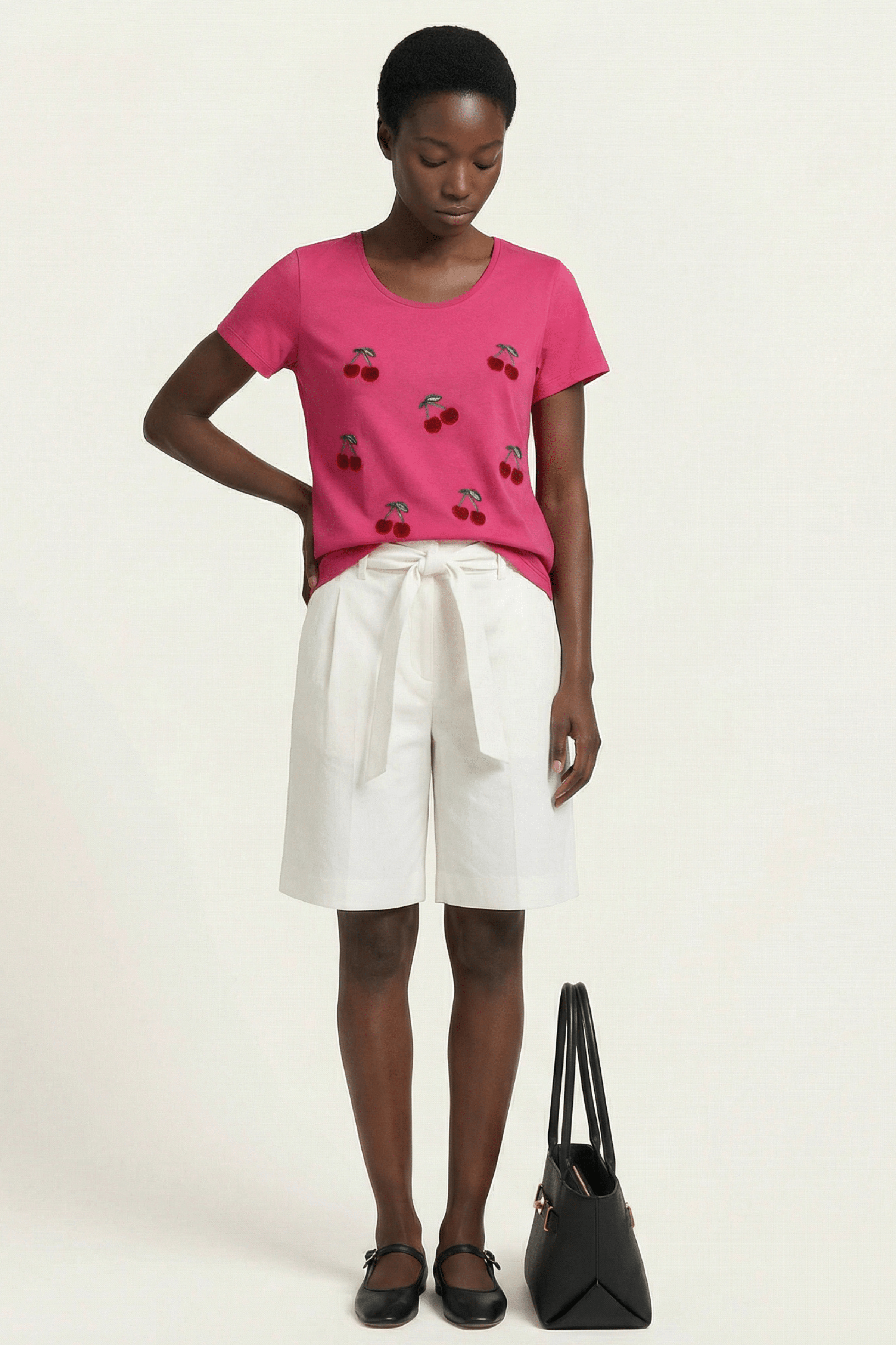 Camiseta fucsia bordado cerezas Lolitas&L - lolitasyl.com