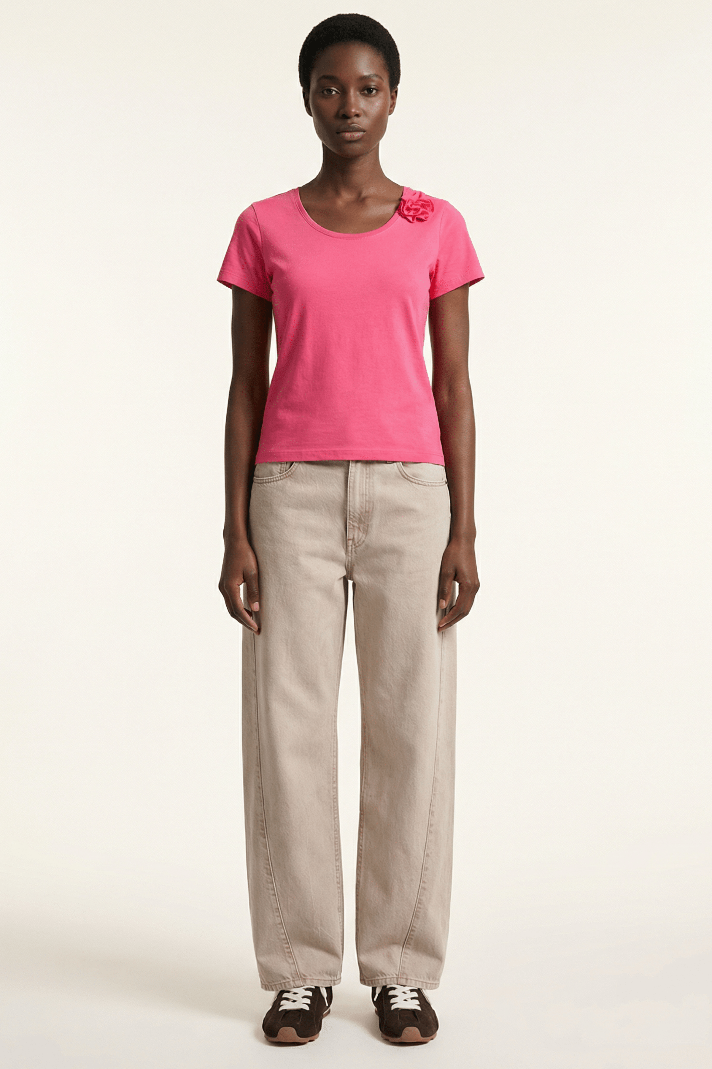 Camiseta fucsia escote redondo con flor Lolitas&L - lolitasyl.com