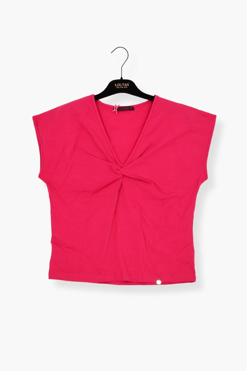 Camiseta fucsia pico anudada en el pecho LolitasyL