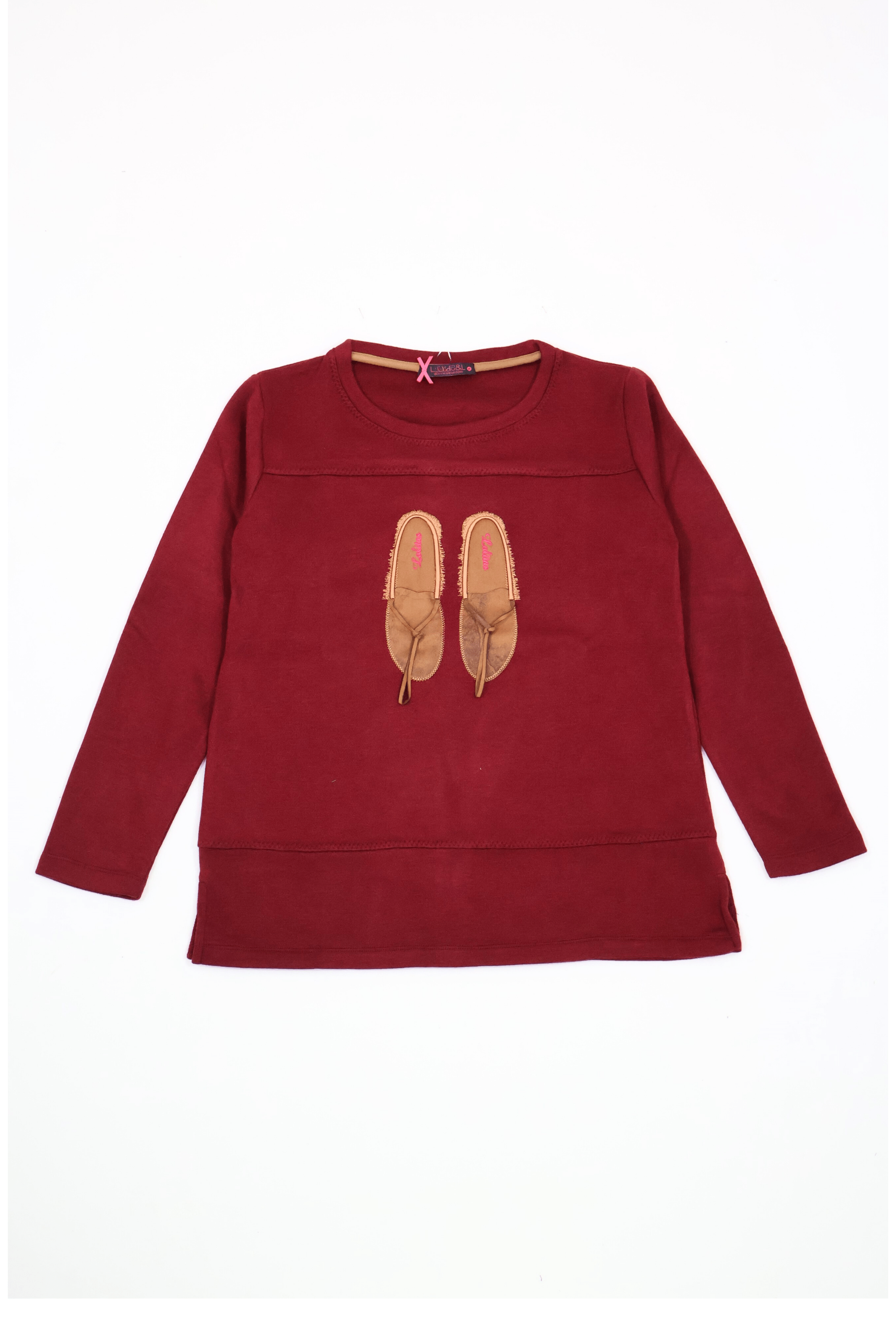 Camiseta granate bordado zapatillas indias cuero Lolitas&L - lolitasyl.com