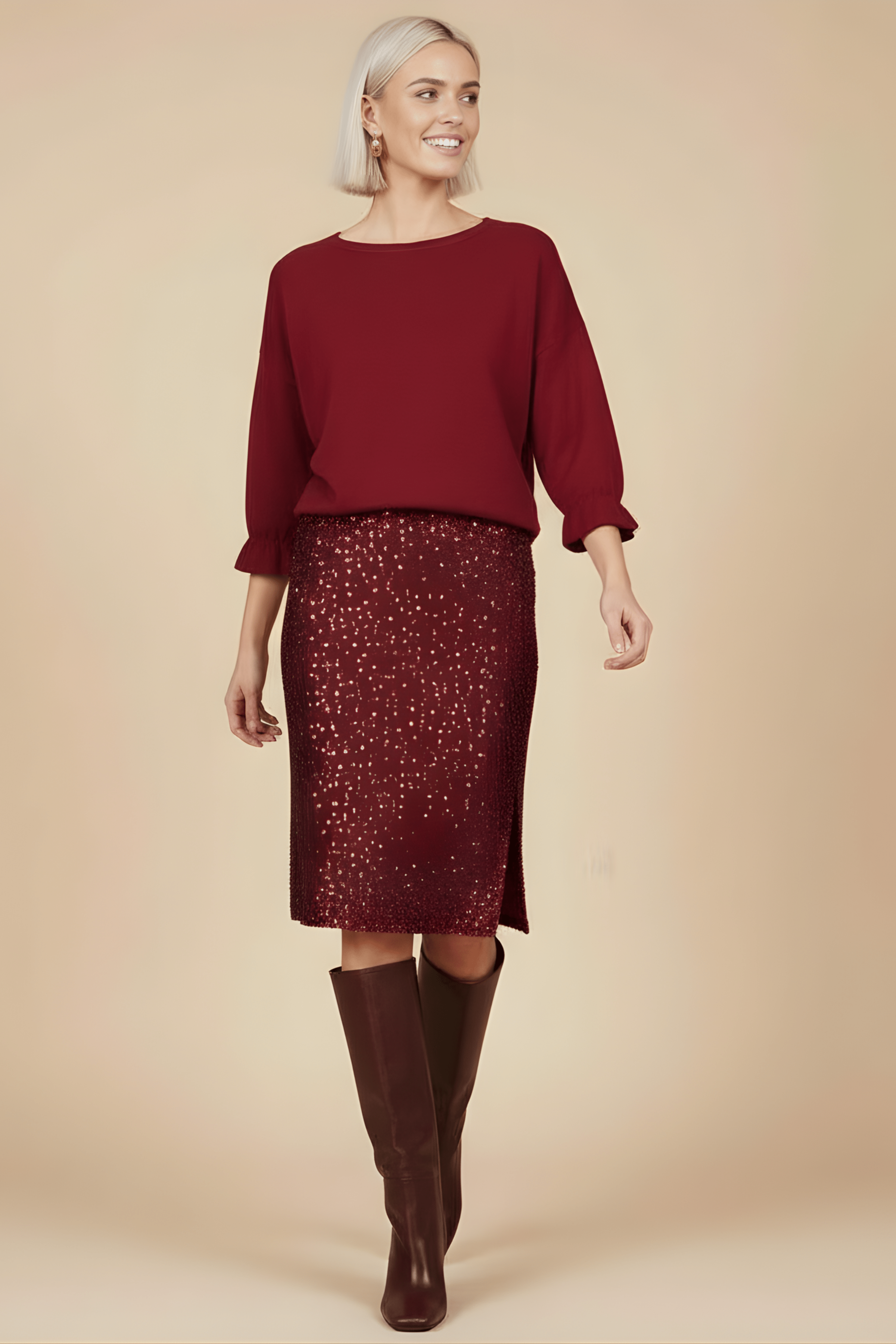 Camiseta granate de punto manga con goma Lolitas&L - lolitasyl.com