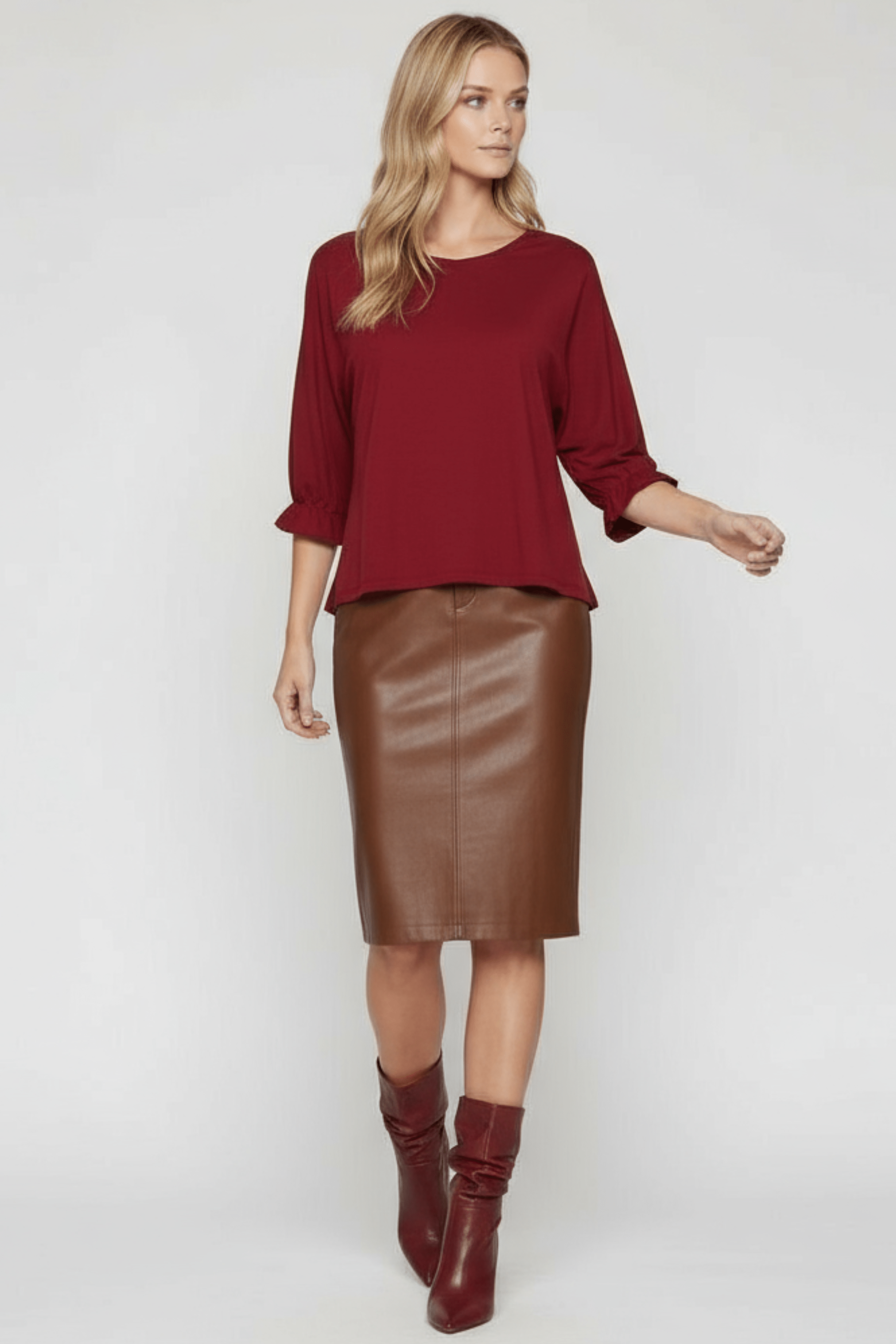 Camiseta granate de punto manga con goma Lolitas&L - lolitasyl.com