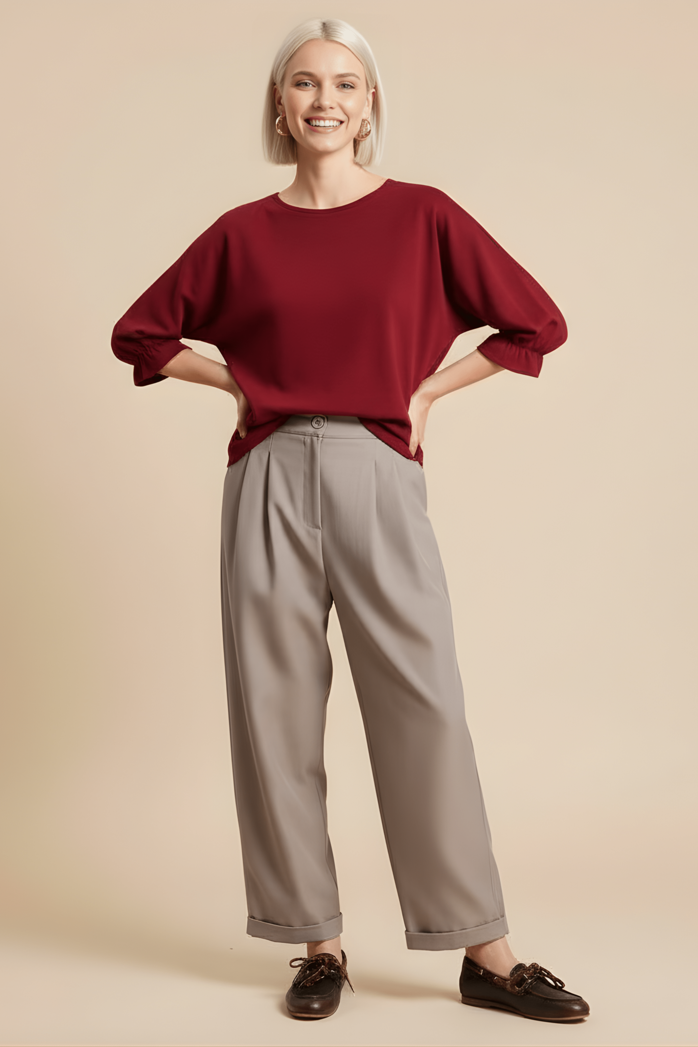 Camiseta granate de punto manga con goma Lolitas&L - lolitasyl.com