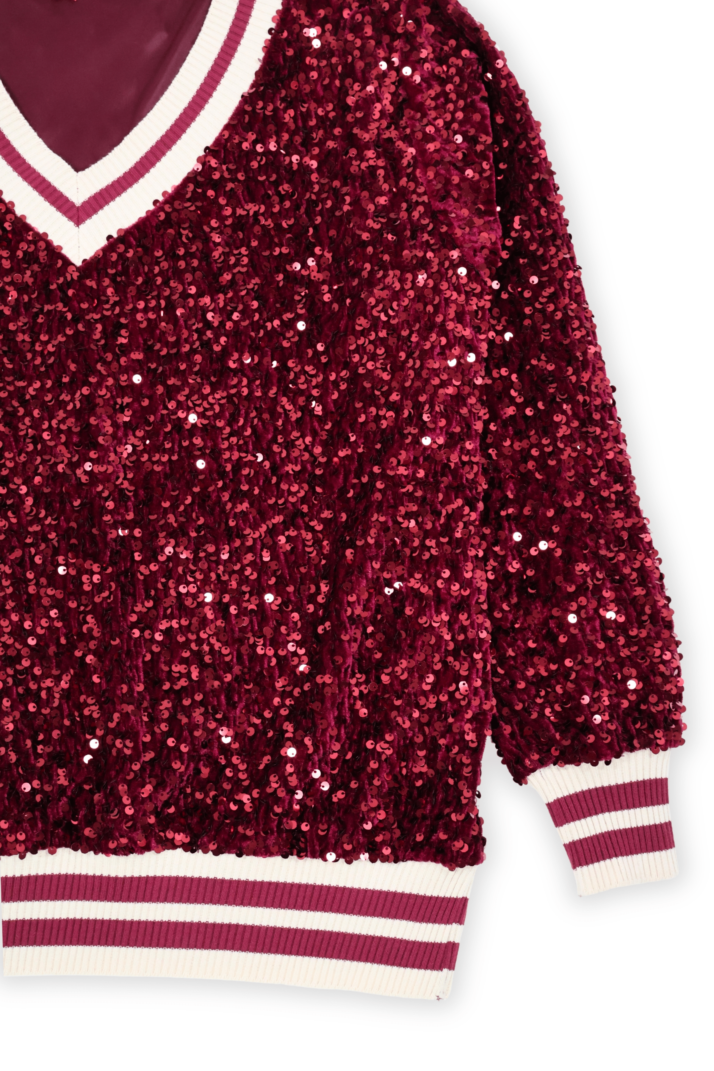 Camiseta granate lentejuelas con elasticos Lolitas&L - lolitasyl.com