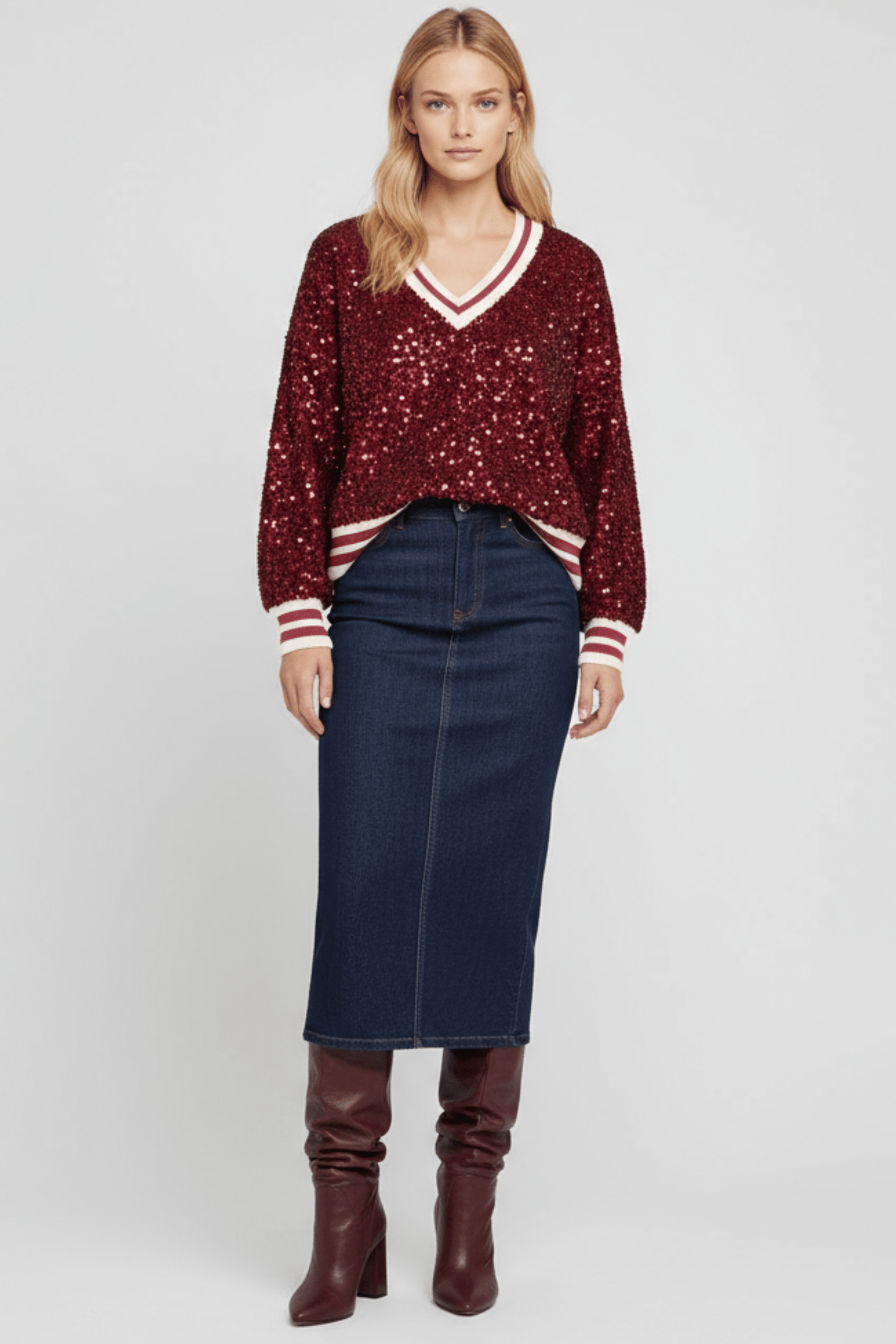 Camiseta granate lentejuelas con elasticos Lolitas&L - lolitasyl.com