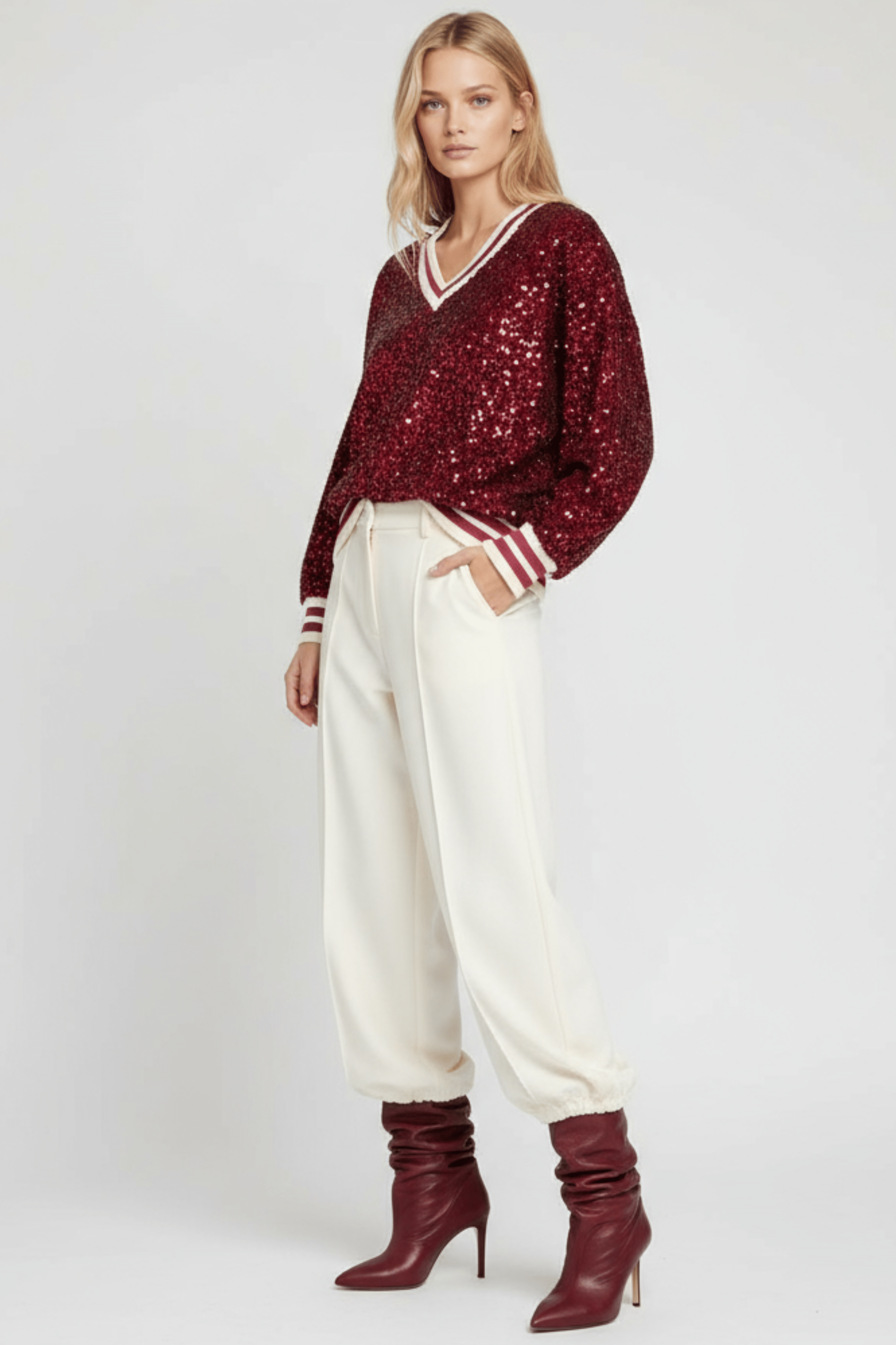 Camiseta granate lentejuelas con elasticos Lolitas&L - lolitasyl.com