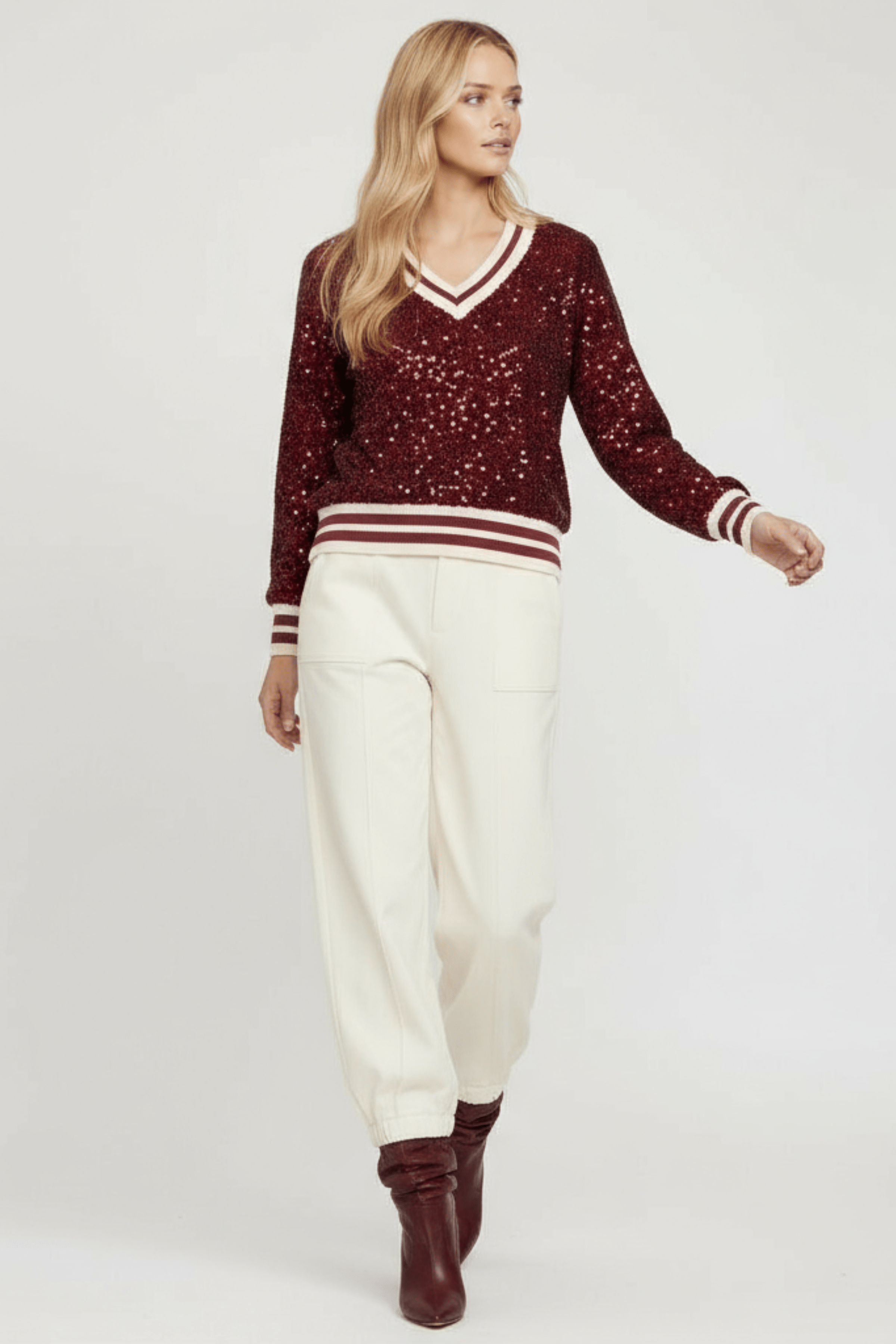 Camiseta granate lentejuelas con elasticos Lolitas&L - lolitasyl.com