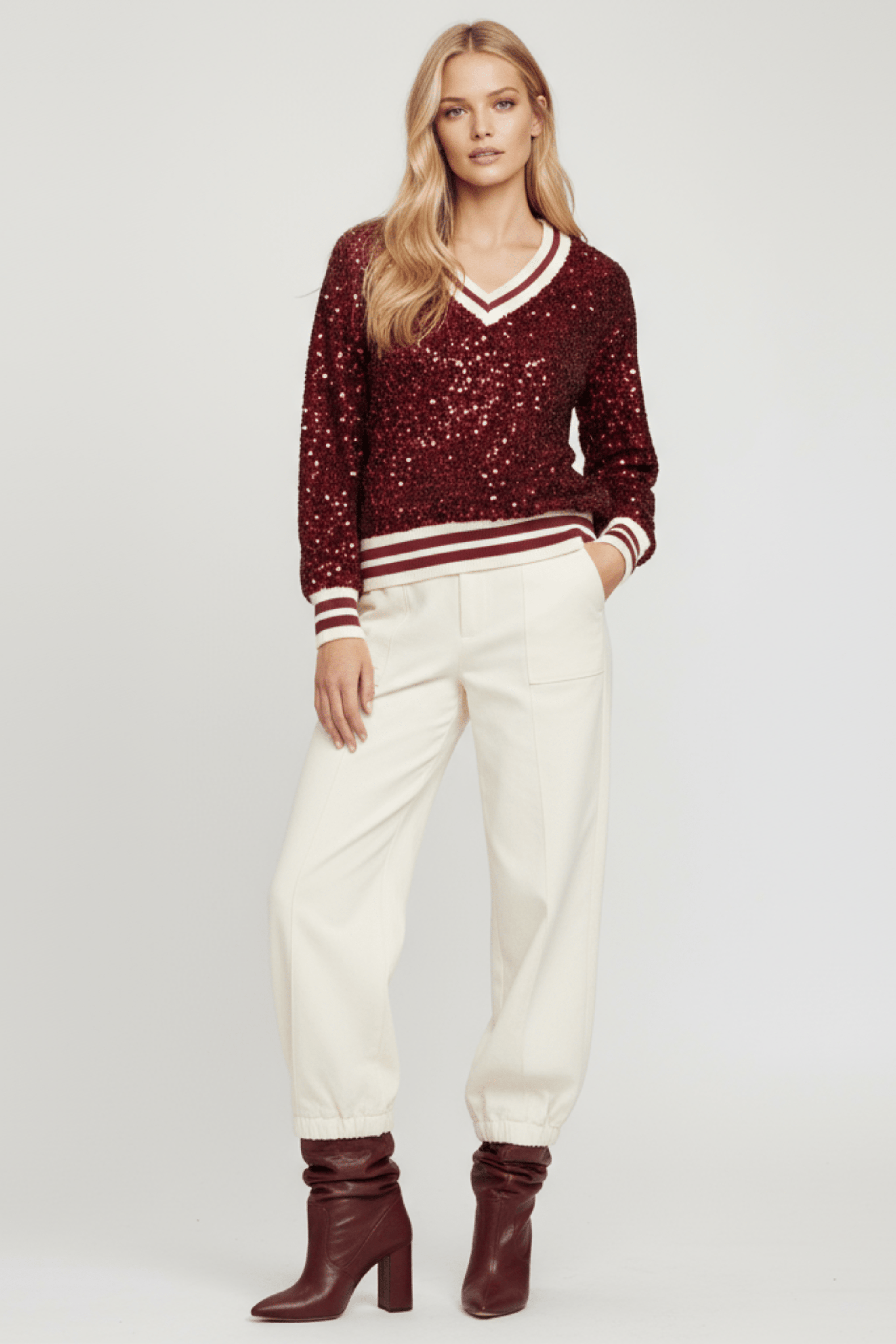 Camiseta granate lentejuelas con elasticos Lolitas&L - lolitasyl.com