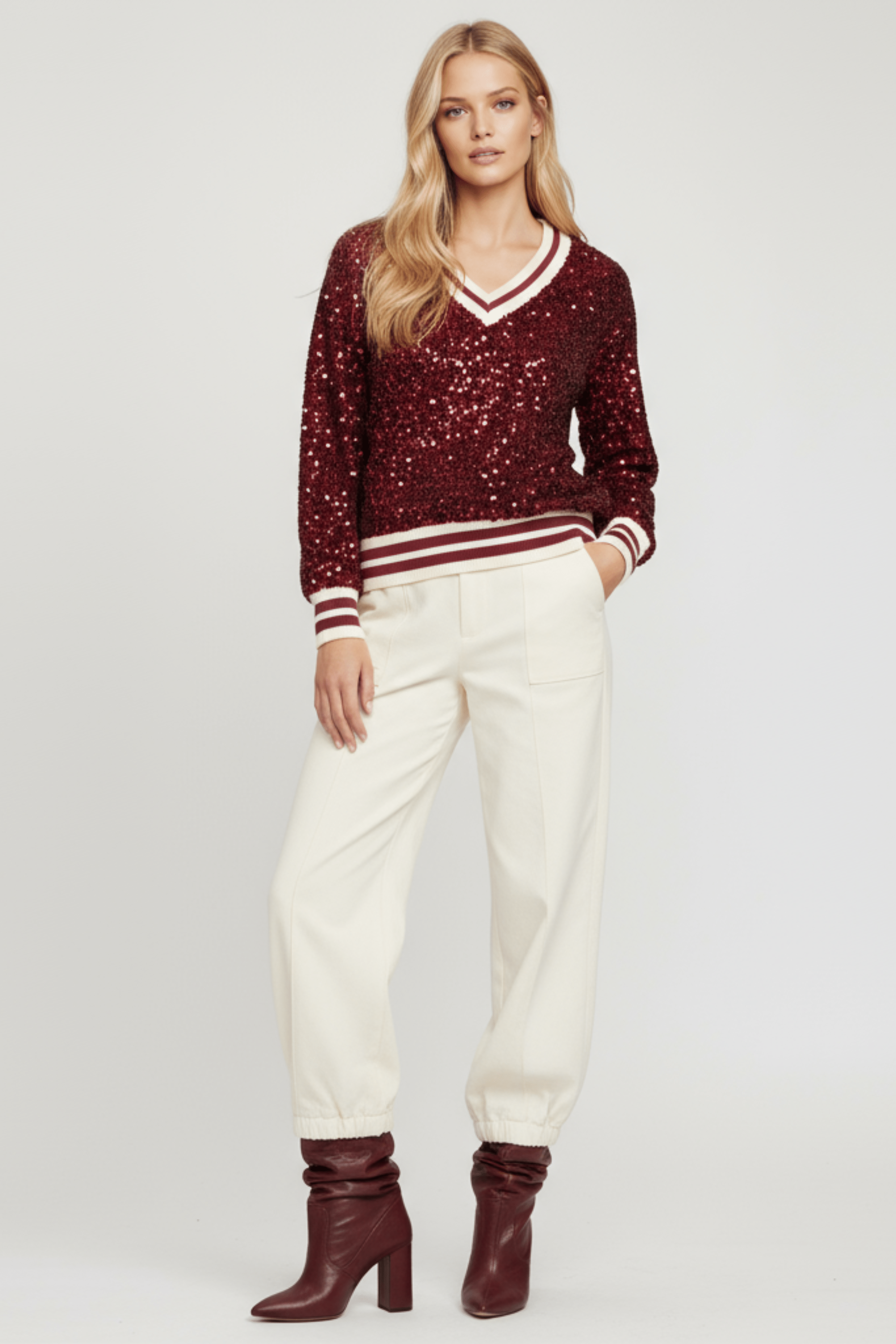 Camiseta granate lentejuelas con elasticos Lolitas&L - lolitasyl.com