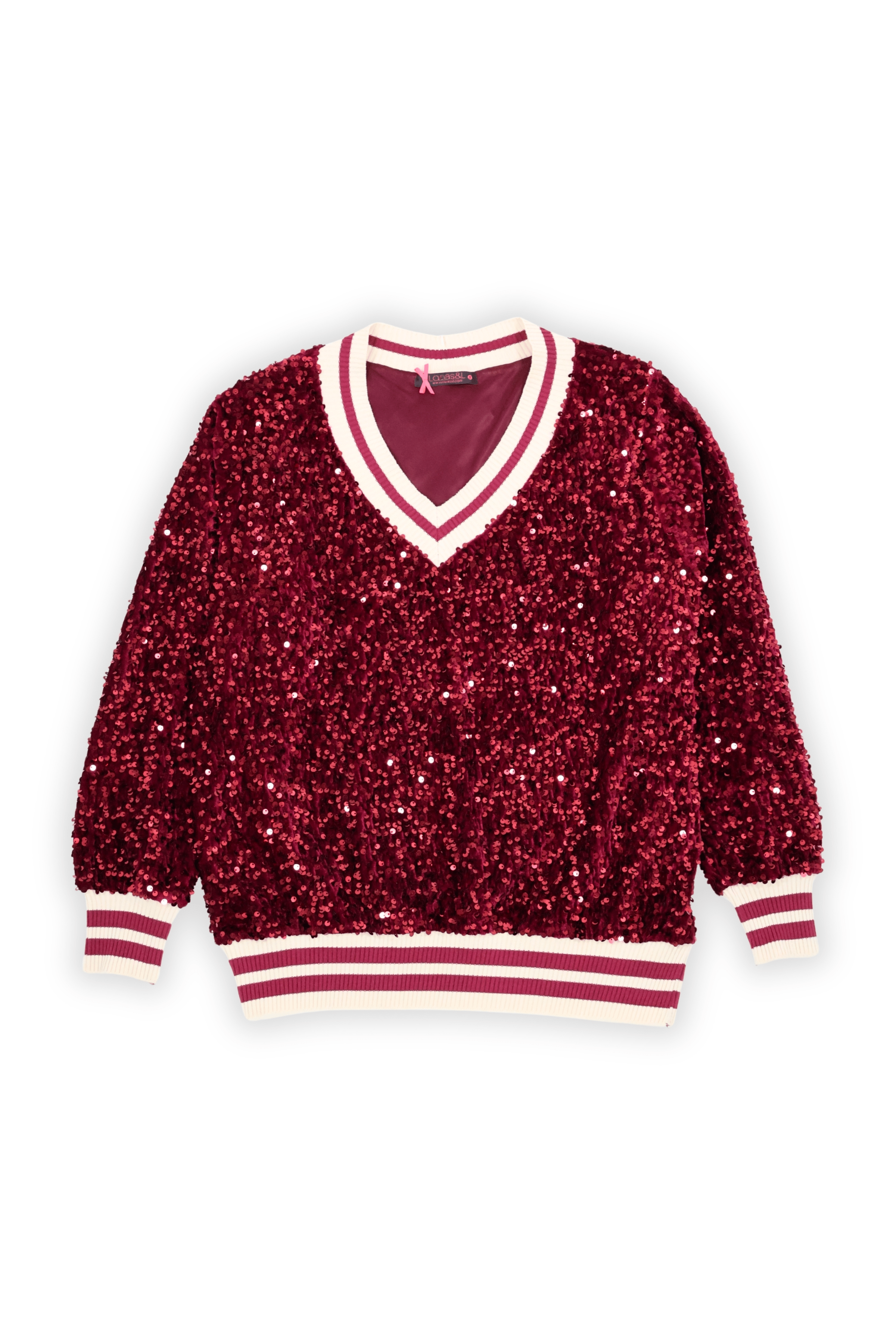 Camiseta granate lentejuelas con elasticos Lolitas&L - lolitasyl.com