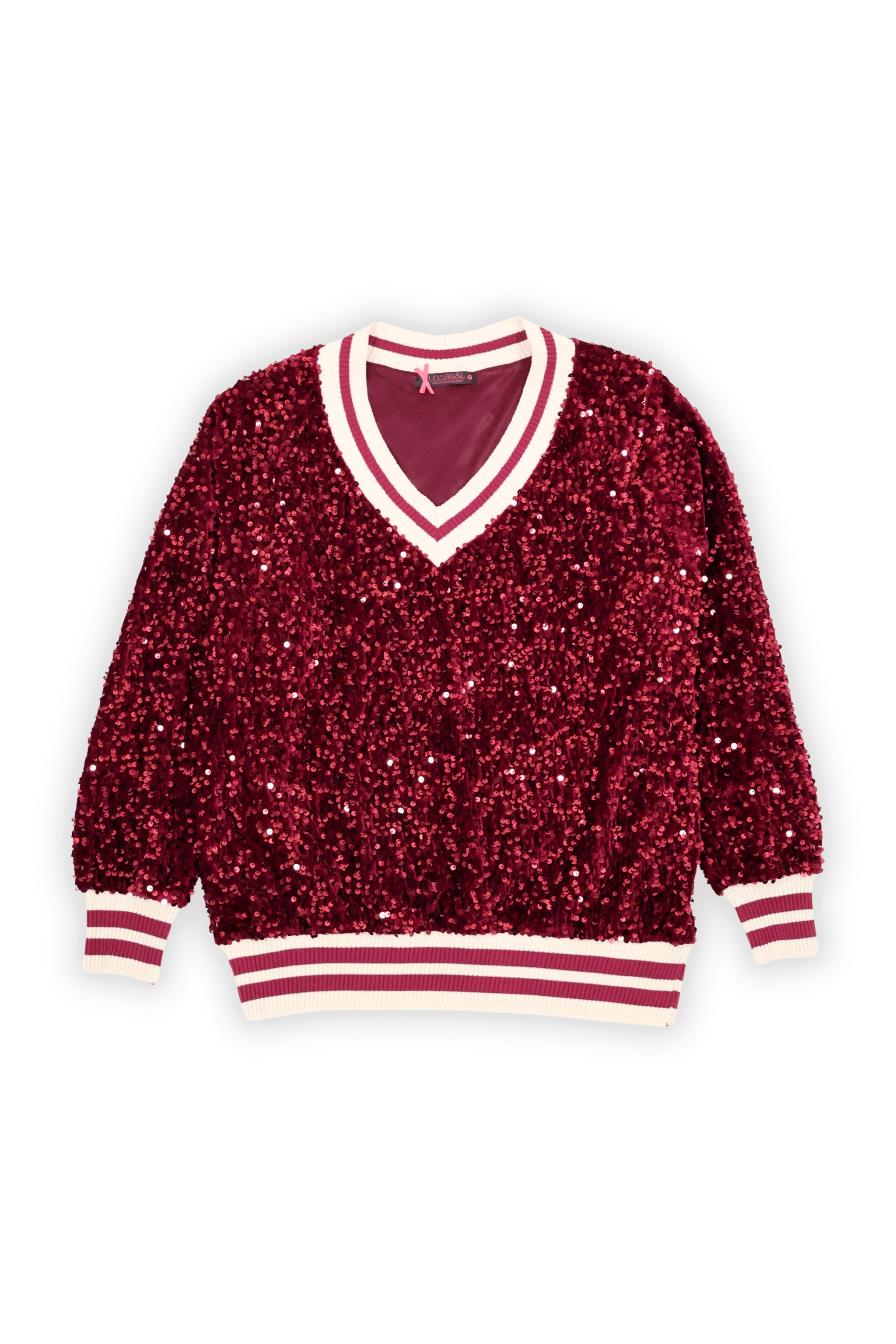 Camiseta granate lentejuelas con elasticos Lolitas&L - lolitasyl.com