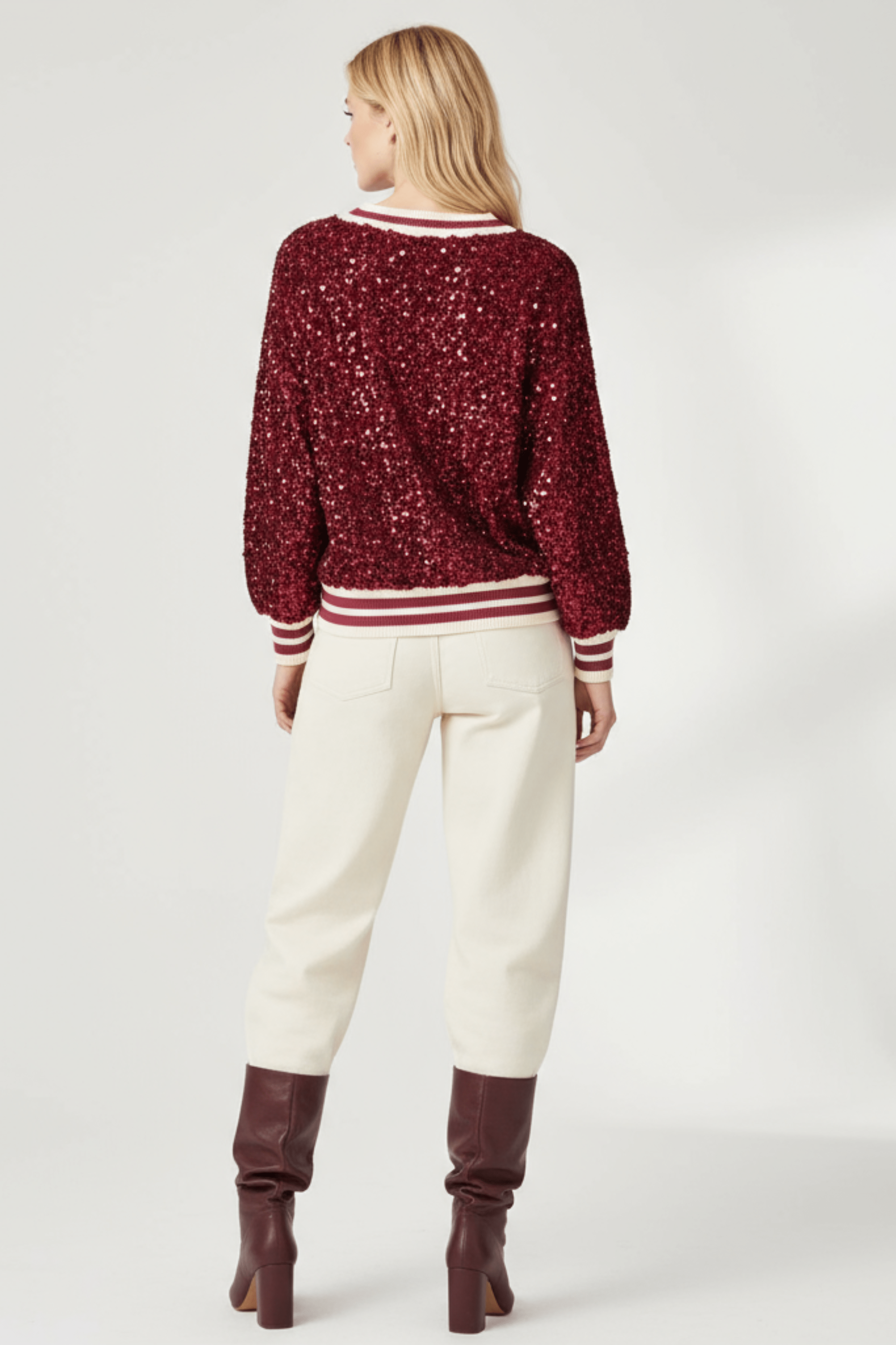 Camiseta granate lentejuelas con elasticos Lolitas&L - lolitasyl.com