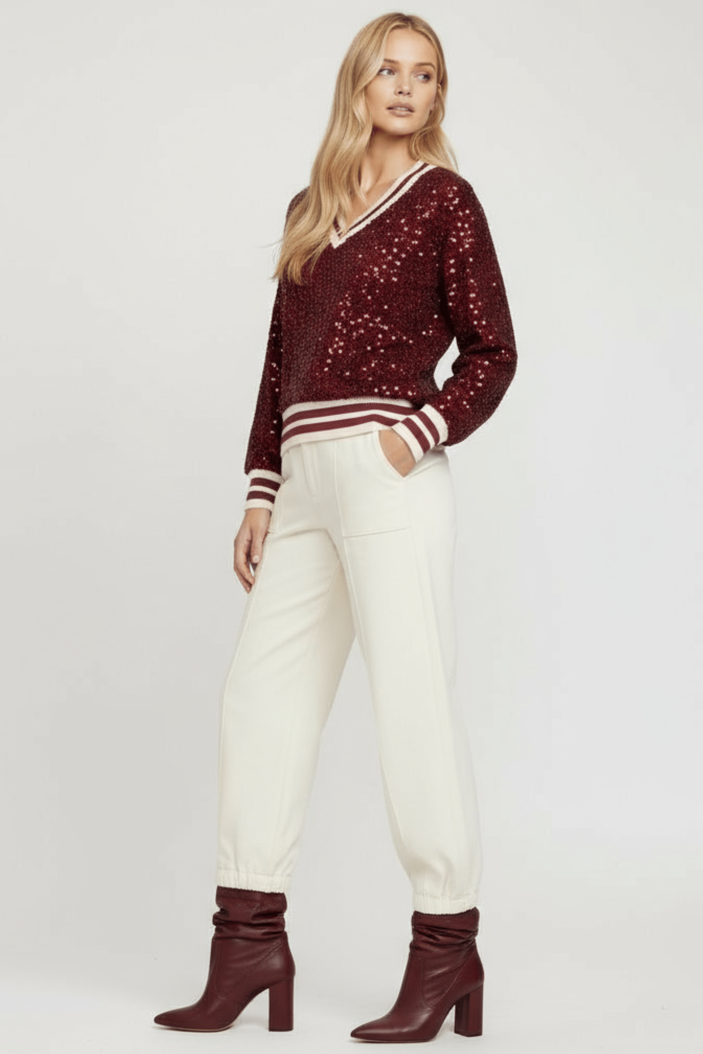 Camiseta granate lentejuelas con elasticos Lolitas&L - lolitasyl.com