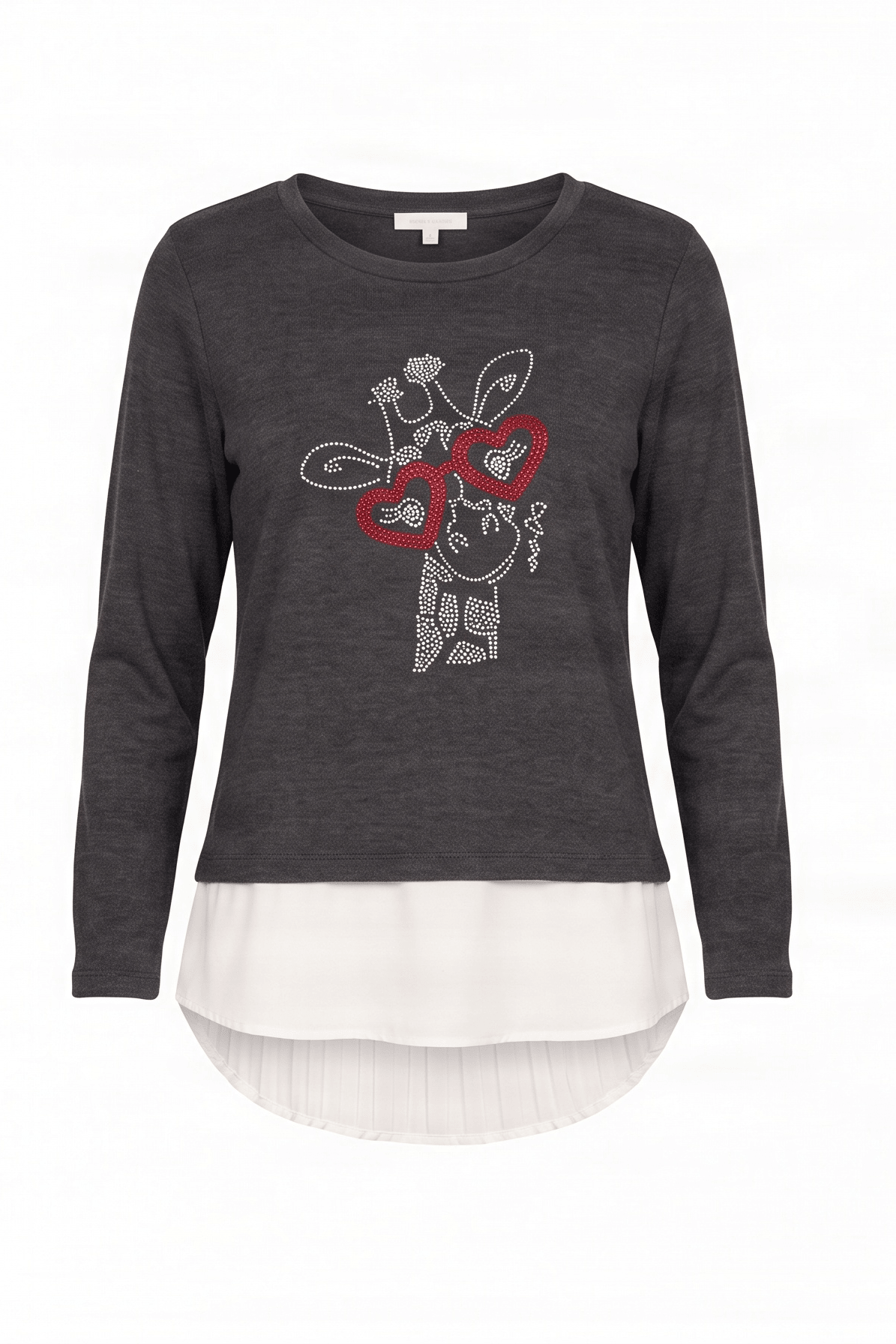Camiseta gris antracita con girafa strass de manga larga Lolitas&L - lolitasyl.com