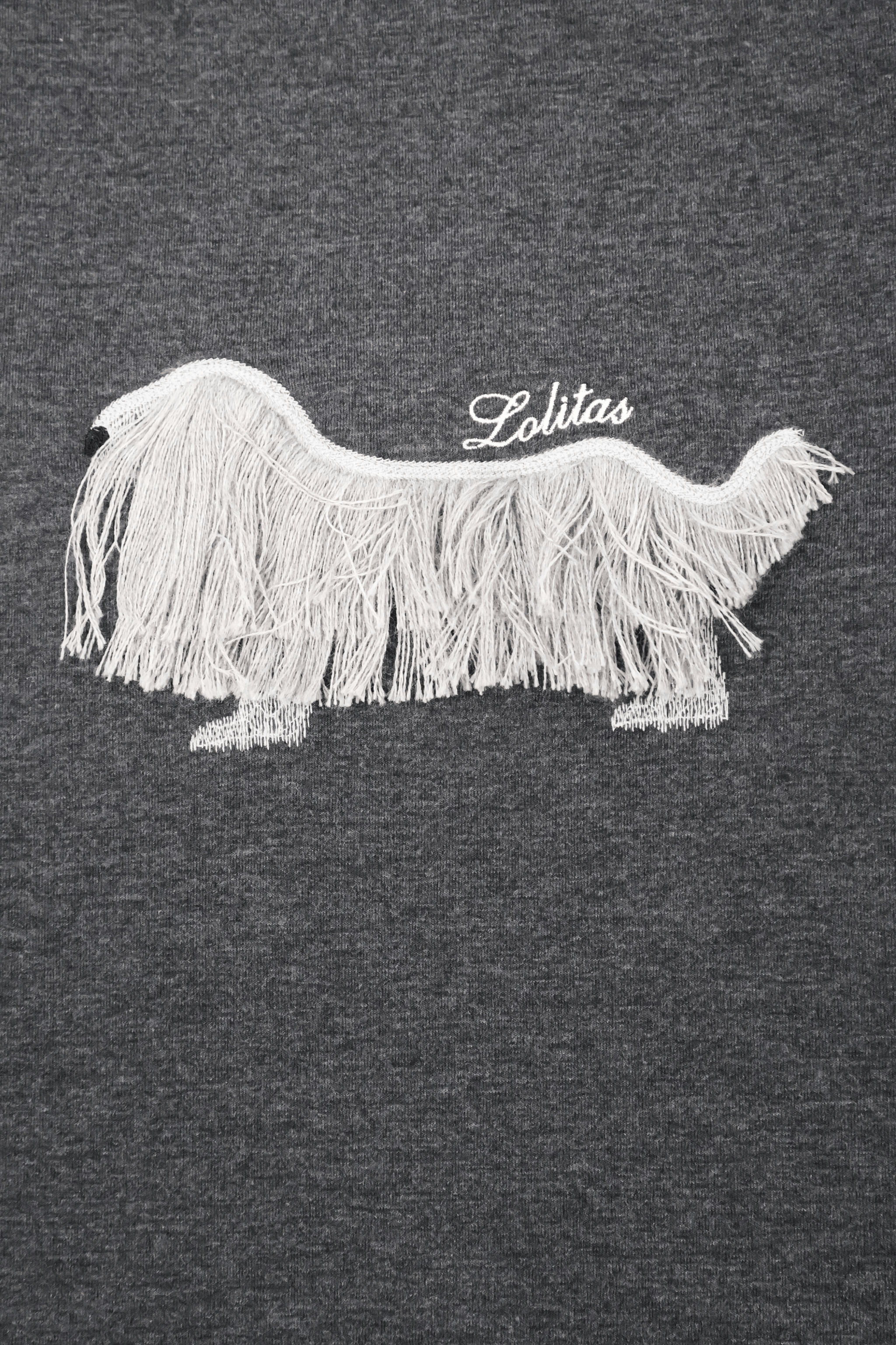 Camiseta gris antracita manga raglan camisera perro bordao Lolitas&L - lolitasyl.com