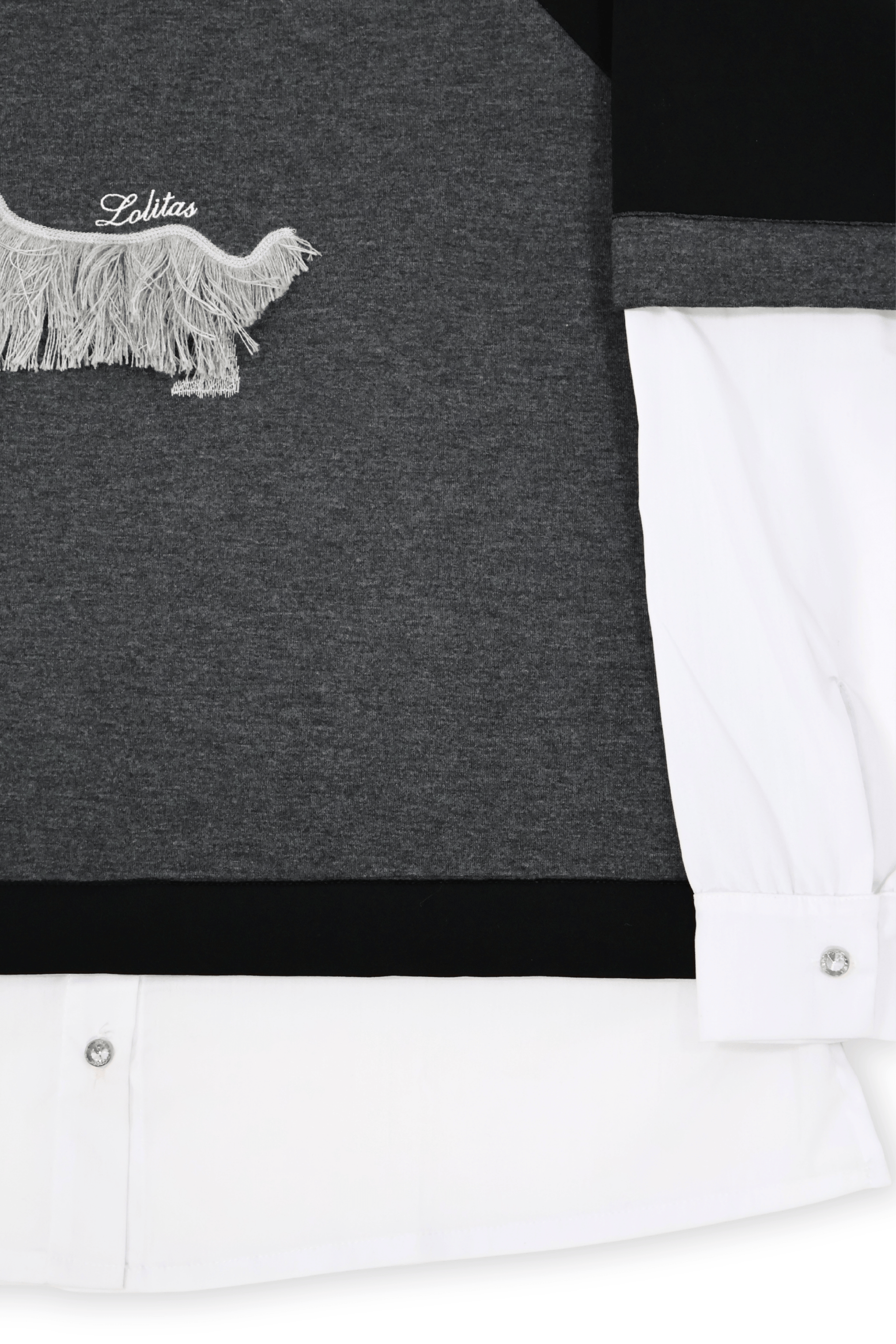 Camiseta gris antracita manga raglan camisera perro bordao Lolitas&L - lolitasyl.com