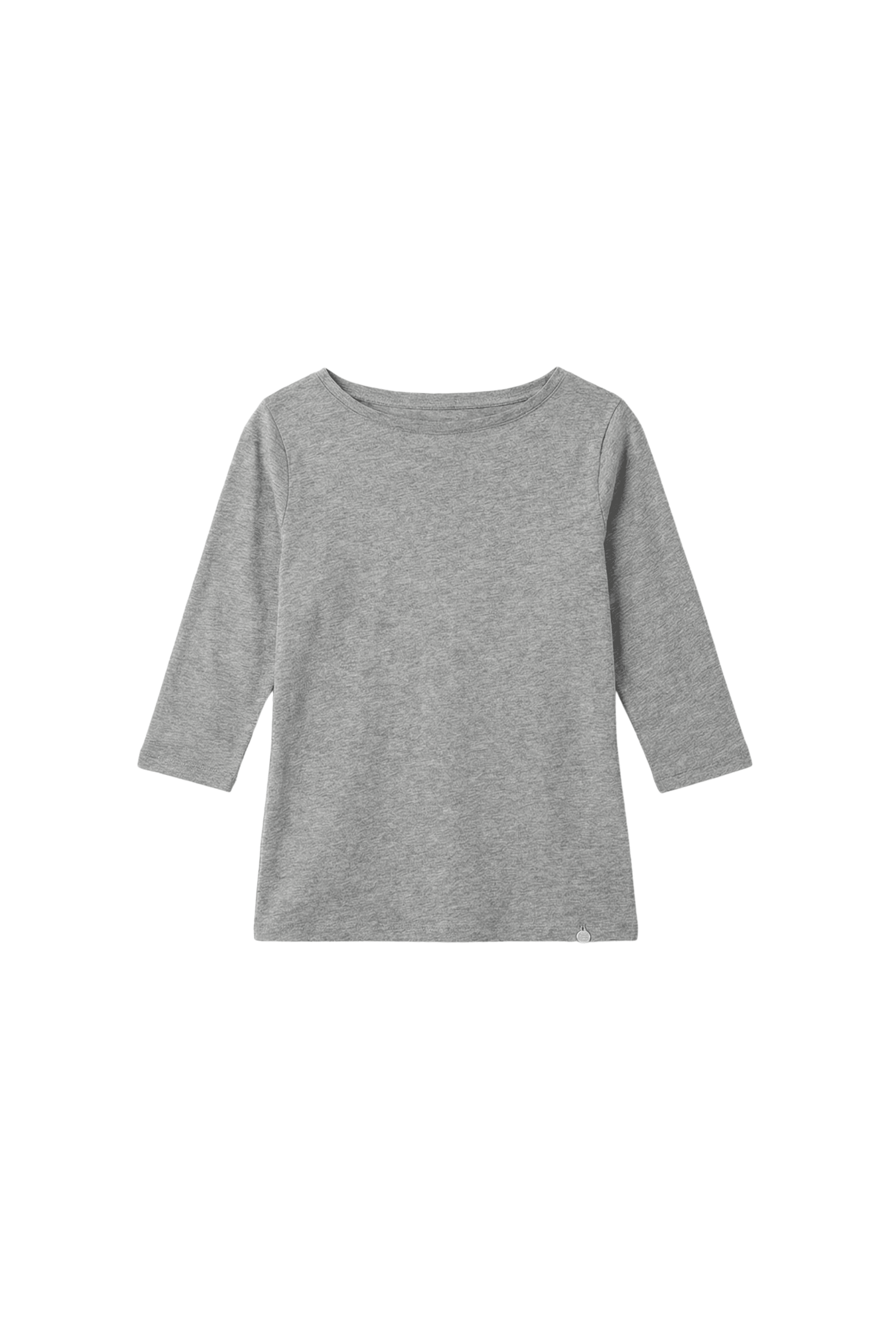 Camiseta gris basica con escote barco y manga al codo Lolitas&L - lolitasyl.com