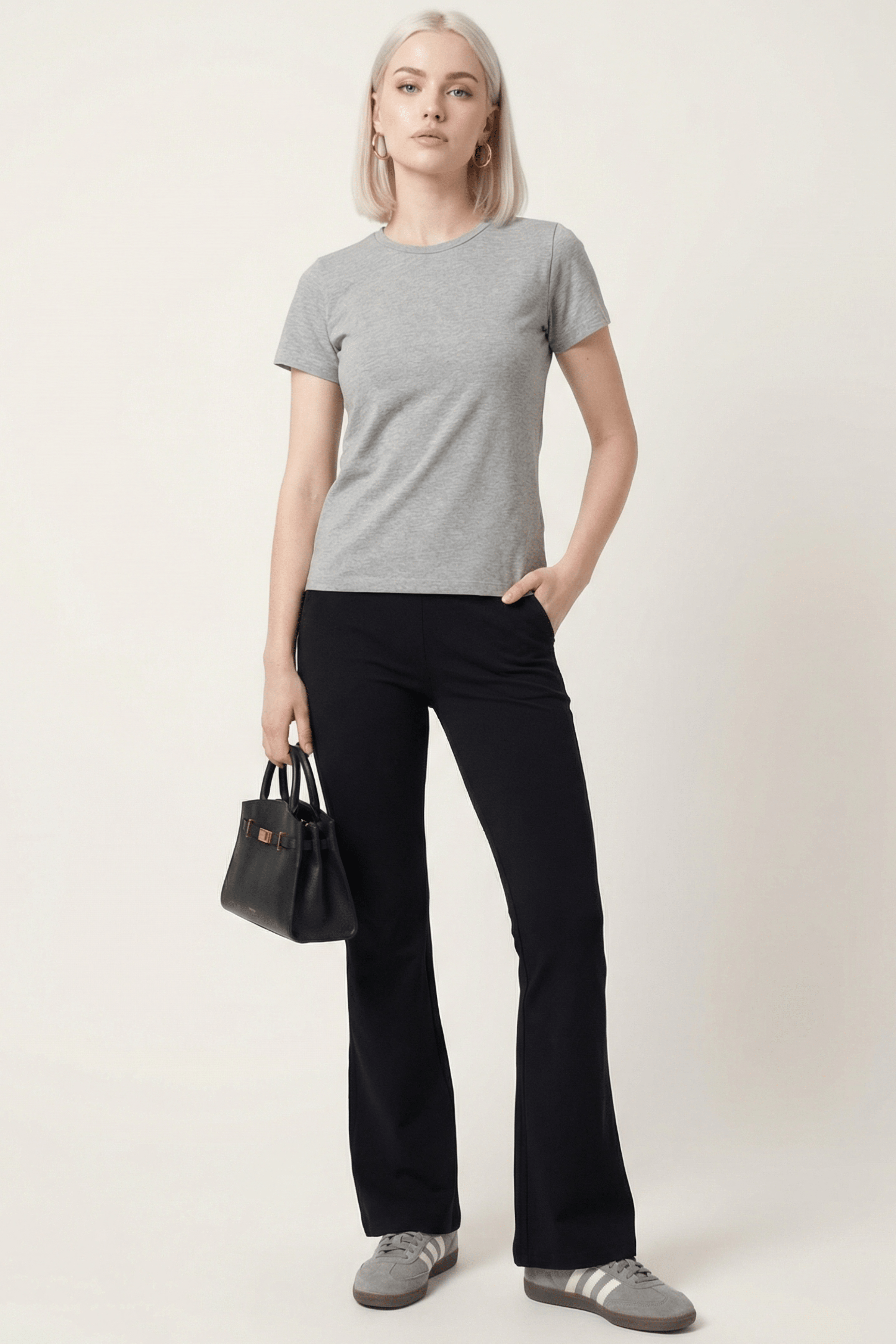 Camiseta gris basica con escote caja y manga corta Lolitas&L - lolitasyl.com