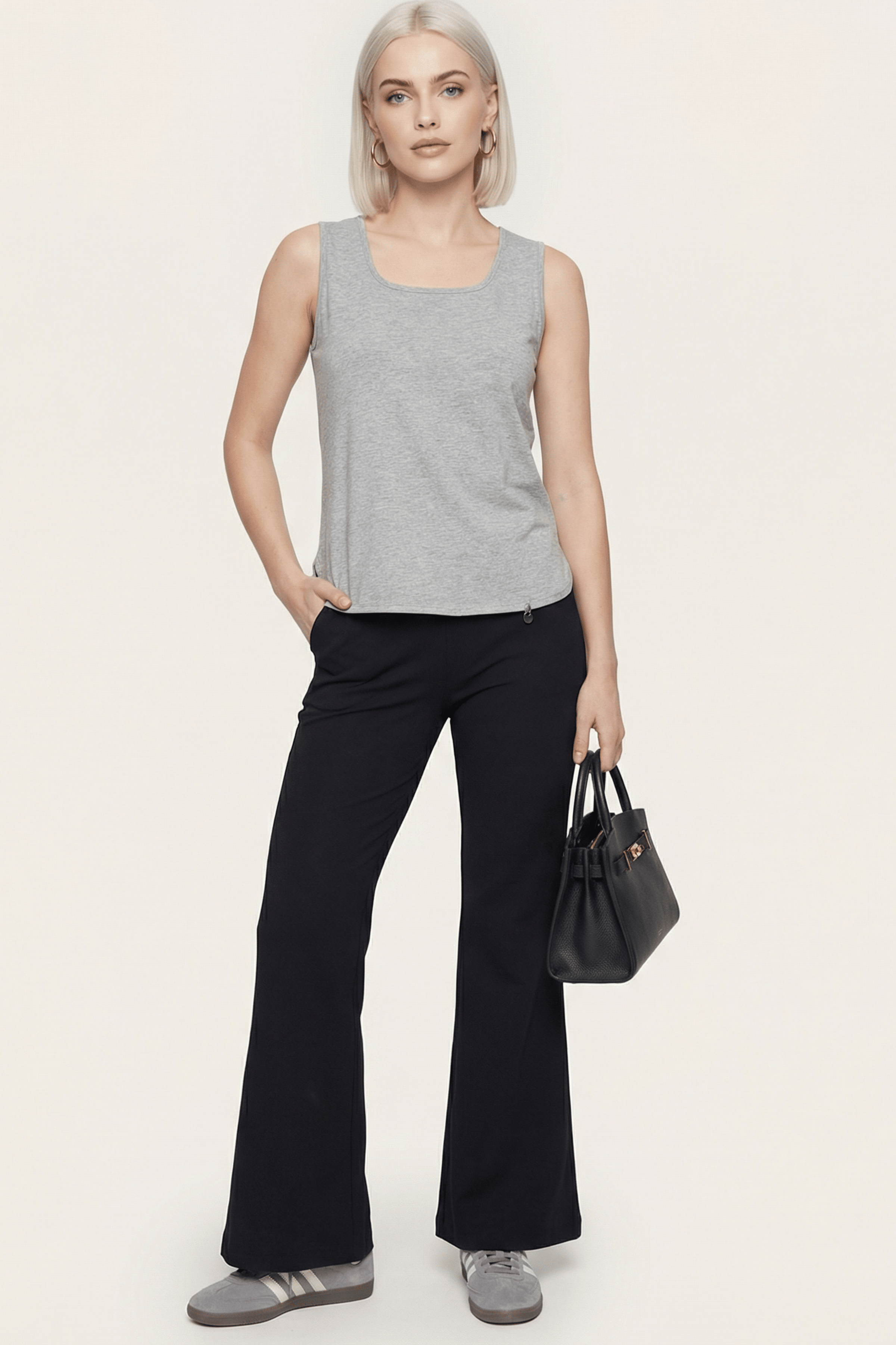 Camiseta gris basica tirantes con escote cuadrado Lolitas&L - lolitasyl.com