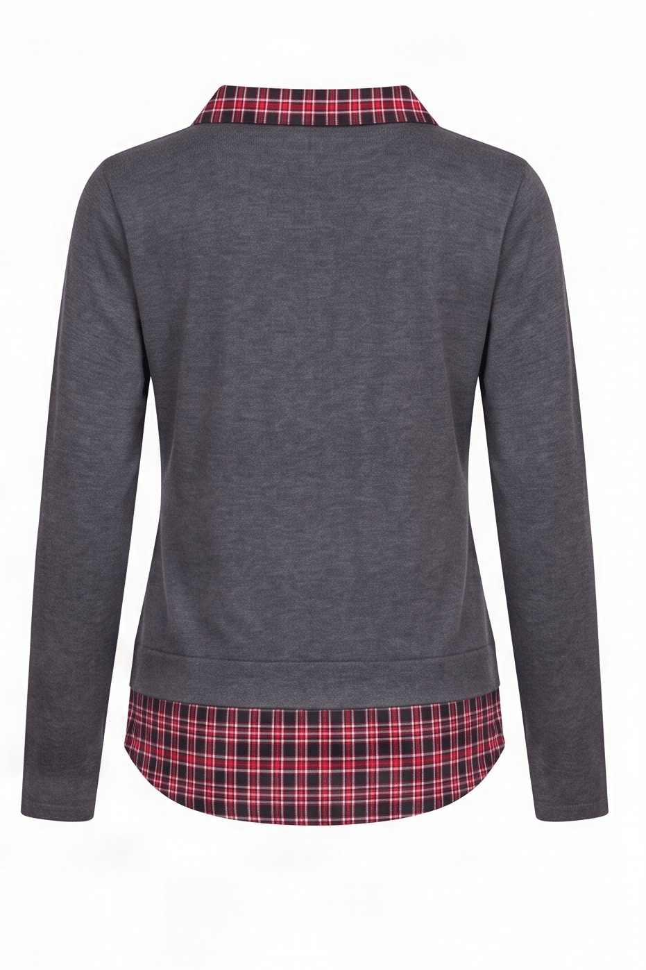 Camiseta gris con cuadro escoces verde y bordado osito Lolitas&L - lolitasyl.com